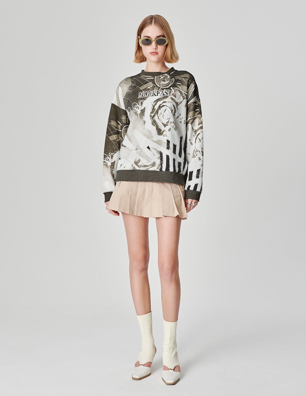 Unisex Rose Positioning Printed Cotton Sweatshirt