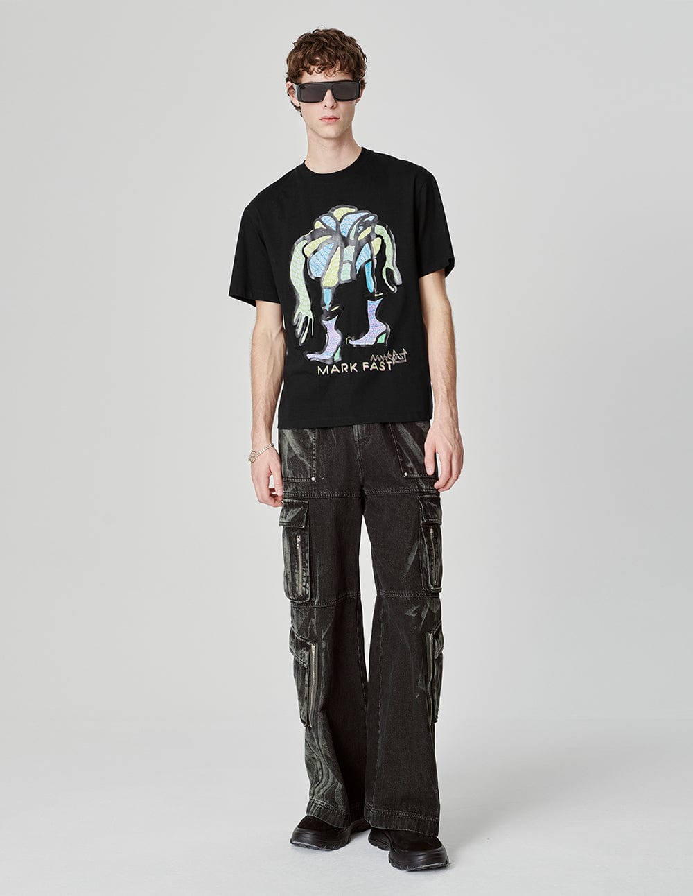 Unisex Plant Print Loose Round Neck T-Shirt