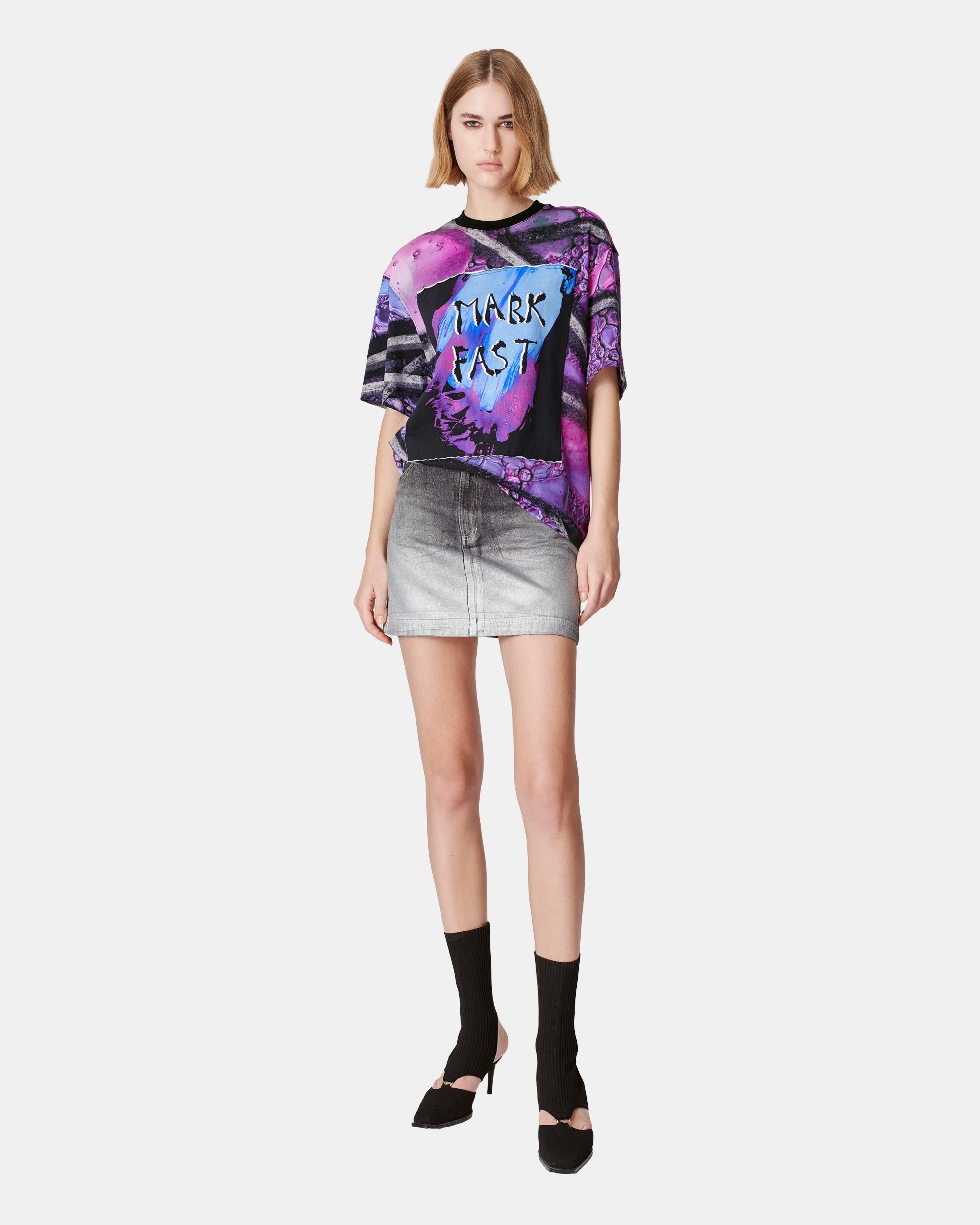 Unisex Printed Patch Loose T-Shirt