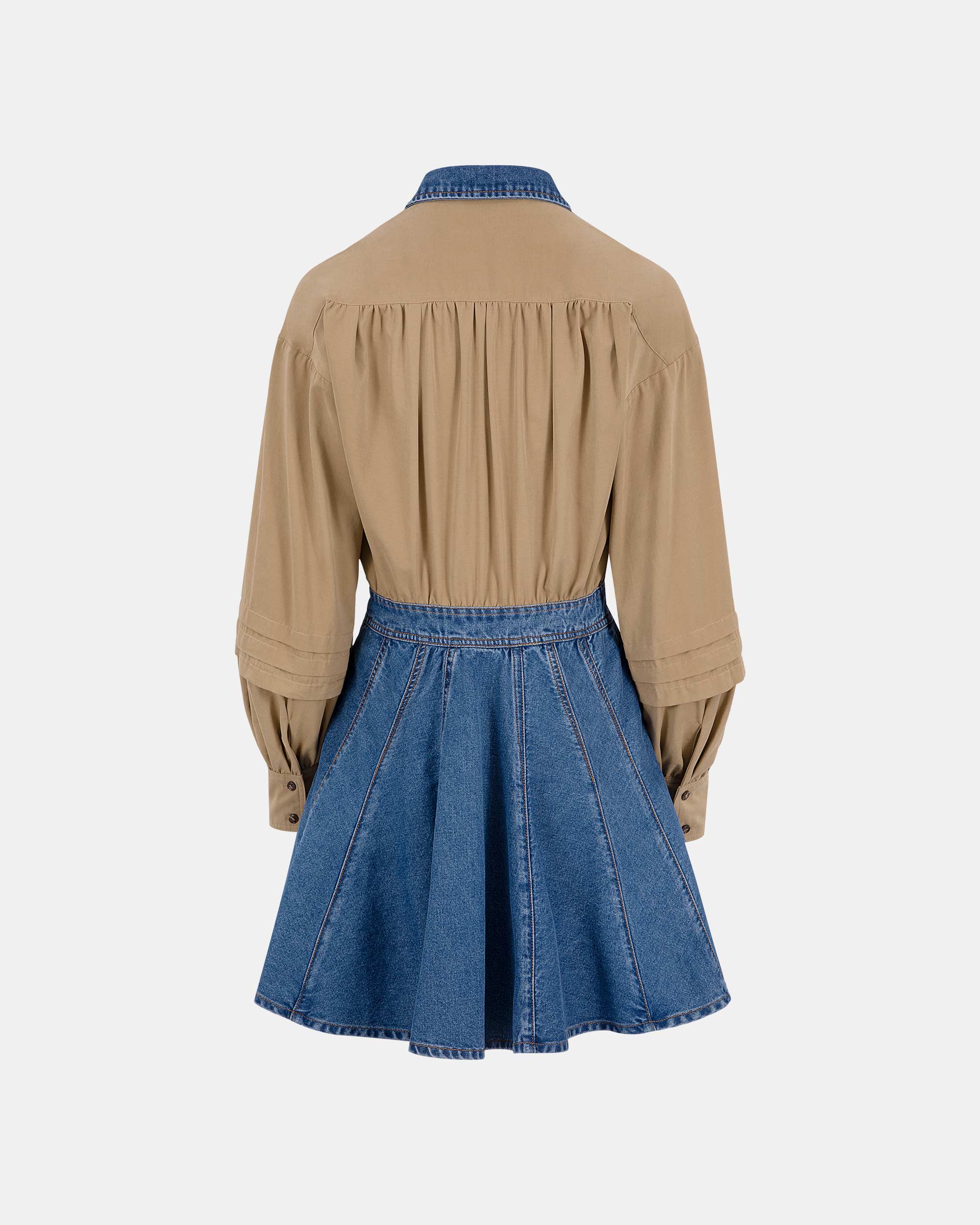 Women's Collared Denim & Twill Layered Dress
