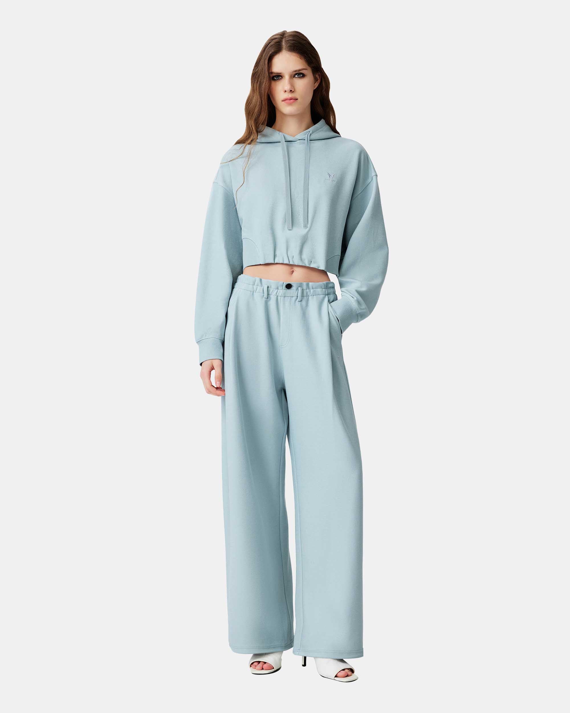 Women's Elasticated Hem Cropped Hooded Sweatshirt