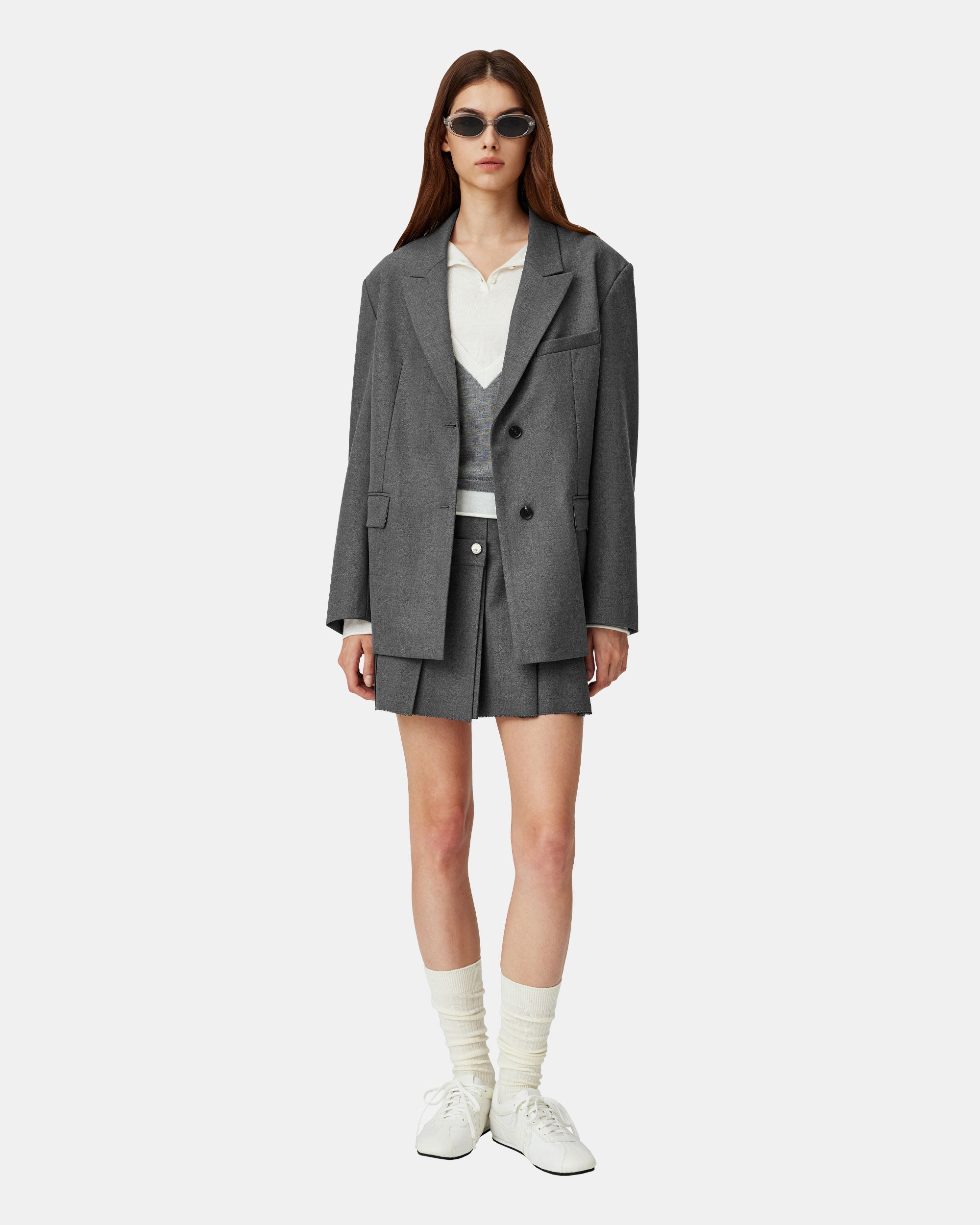 Women's Peak Lapel Oversized Dropped Shoulder Suit Jacket
