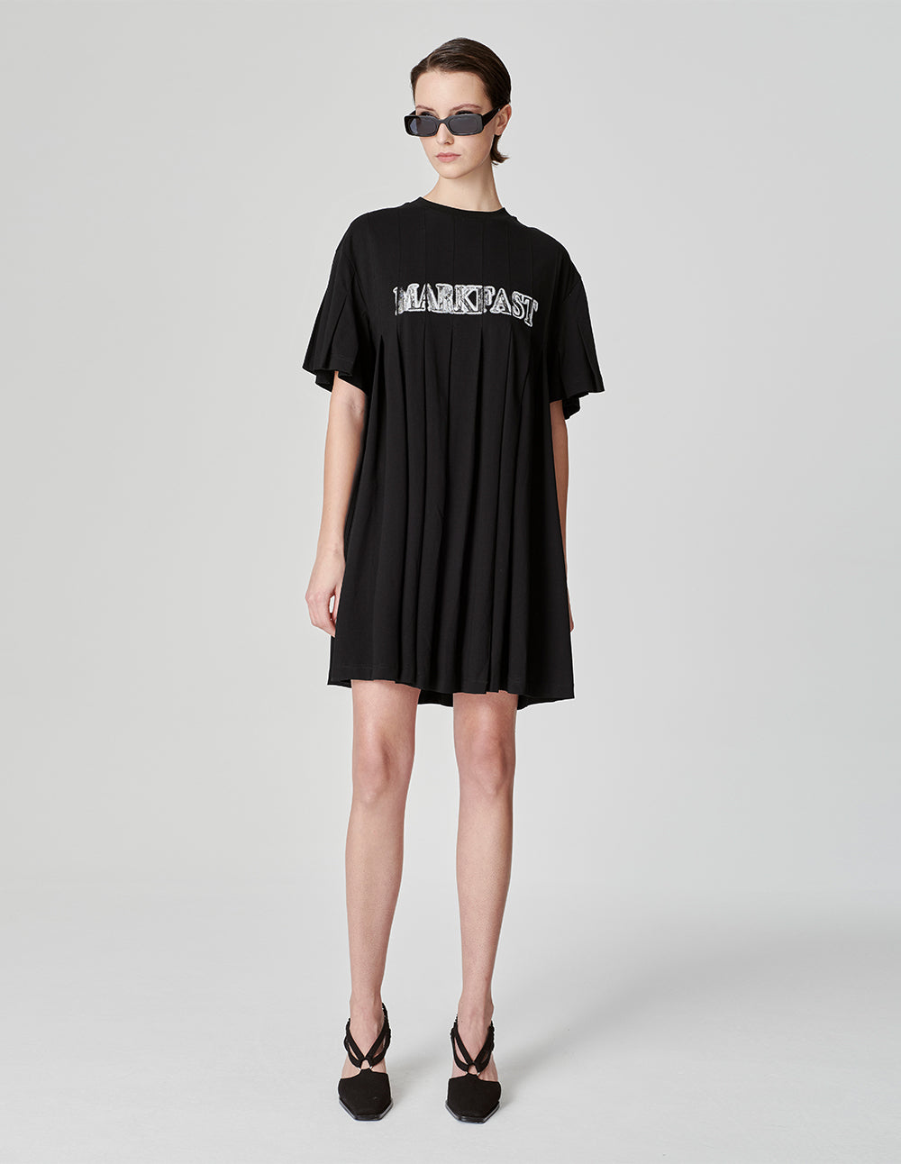 Women's Drop Shoulder Knife Pleat Jersey Skater T-Shirt Dress
