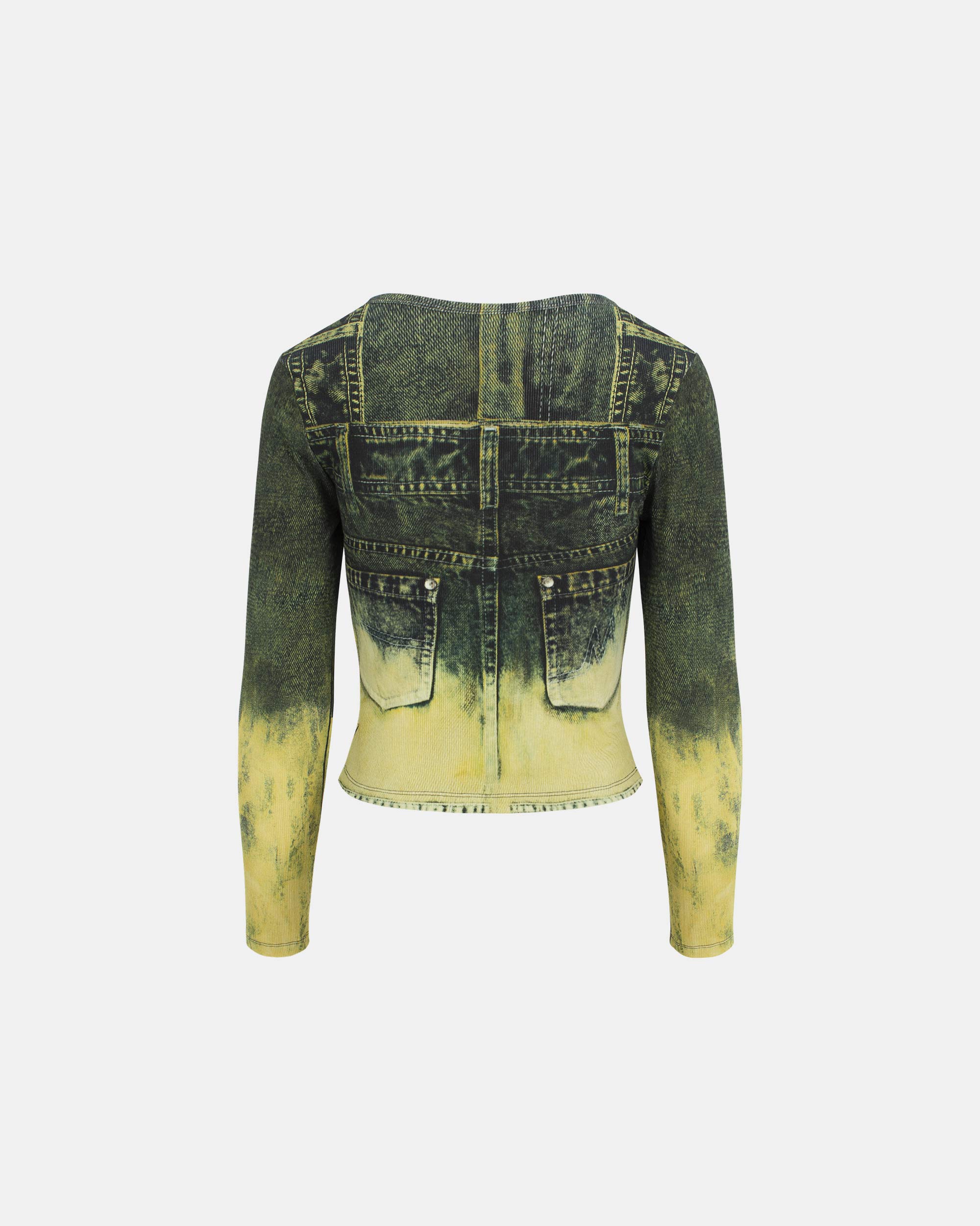 Women's Cloud-Soft Washed Yellow Gradient Denim Top