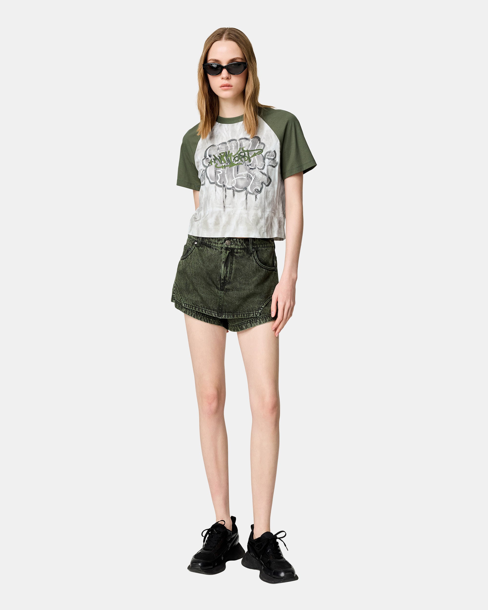 Women's Graffiti Bubble Print Cotton T-Shirt