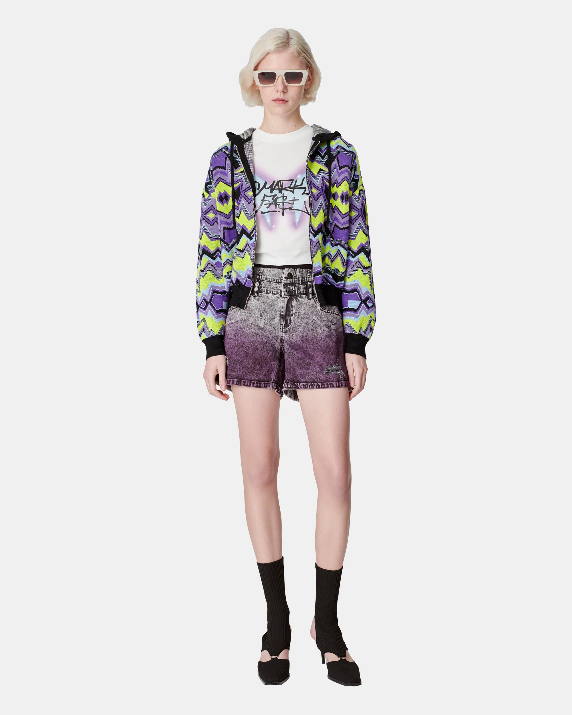 Women's Geometric Jacquard Hooded Knitted Jacket