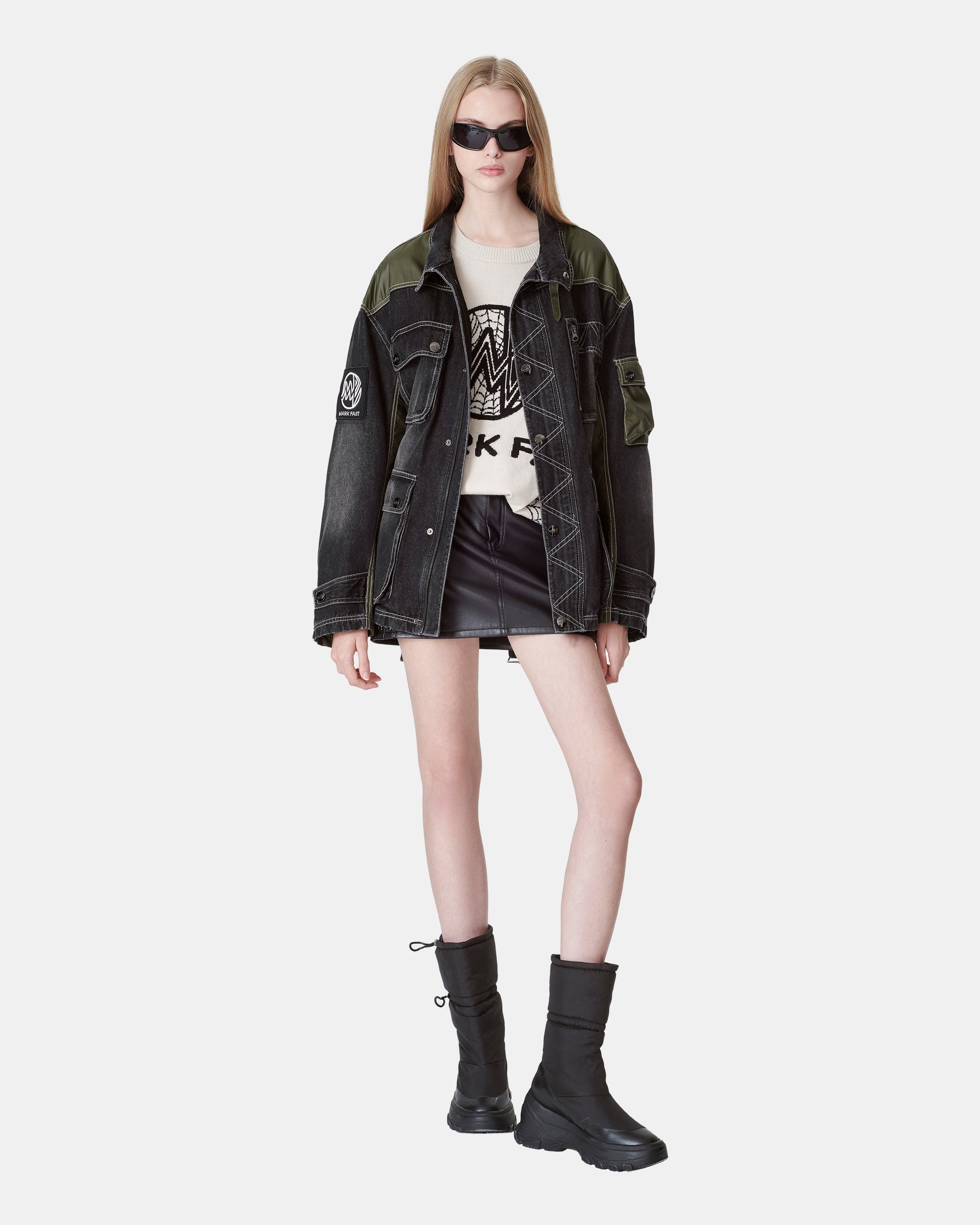 Unisex Patchwork Washed Denim Jacket