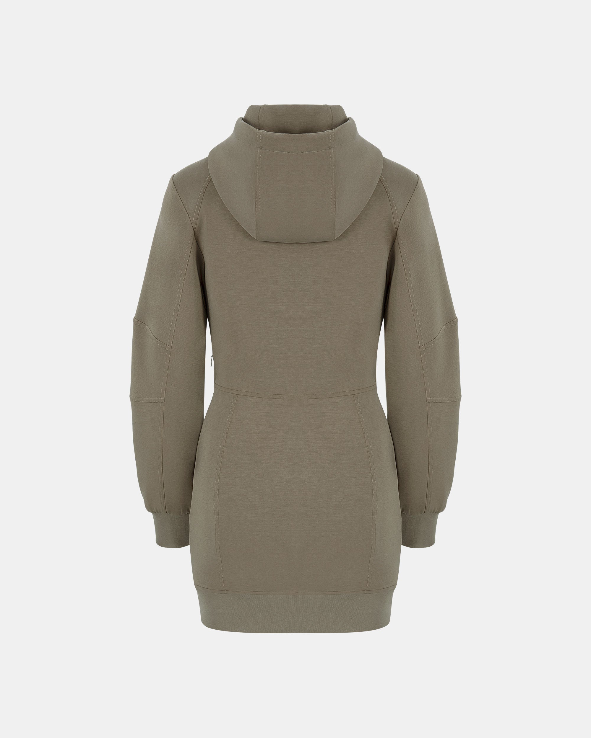 hooded knitted dress Long Hooded Knit Dress With Thumb Holes, Maxi Winter Dress