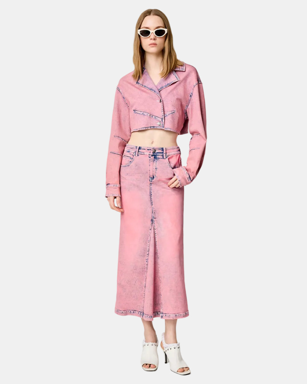Women's Mock Slit Denim Skirt