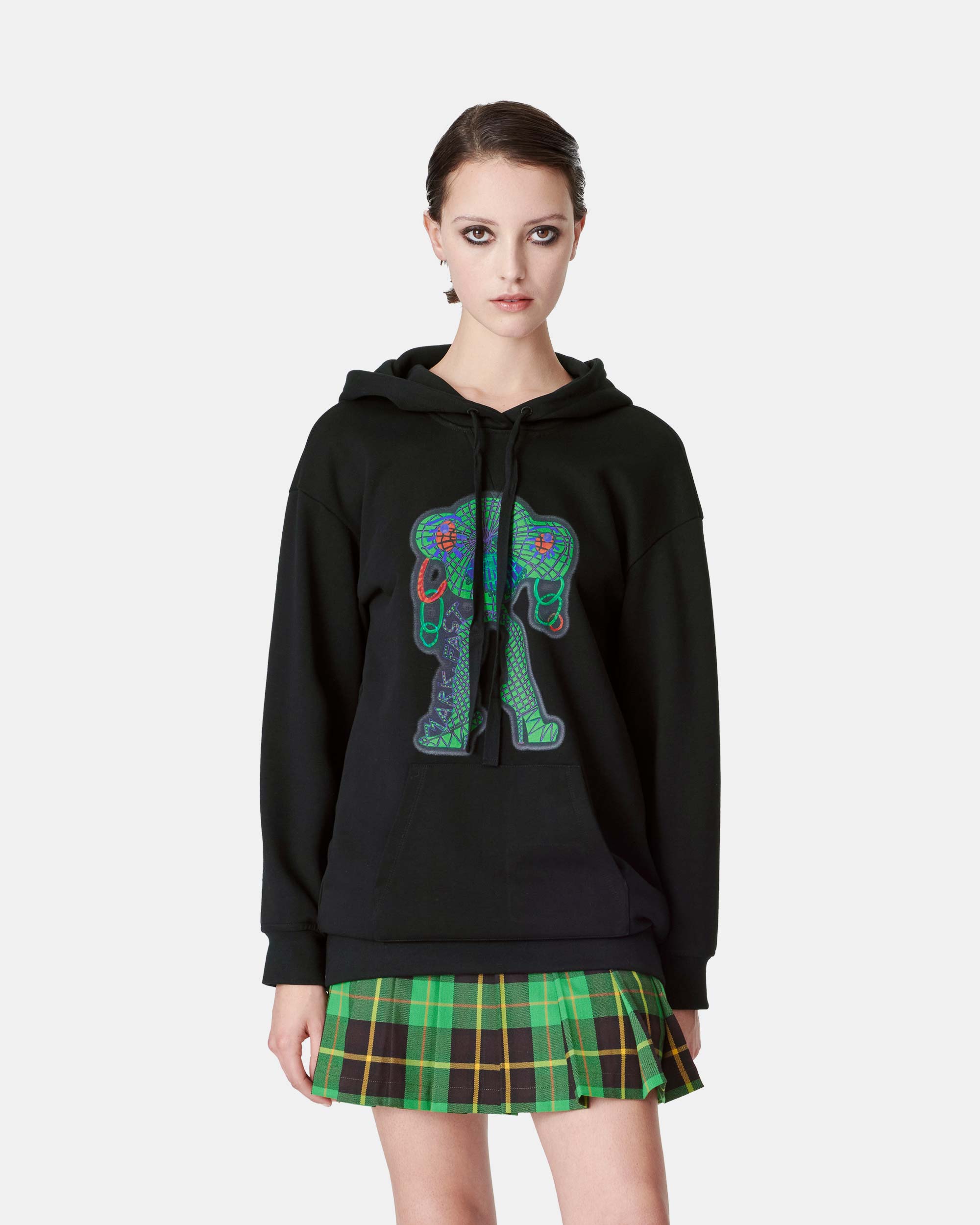 Unisex Cotton Sweatshirt With Electric Eyes And Animal Print For Couples