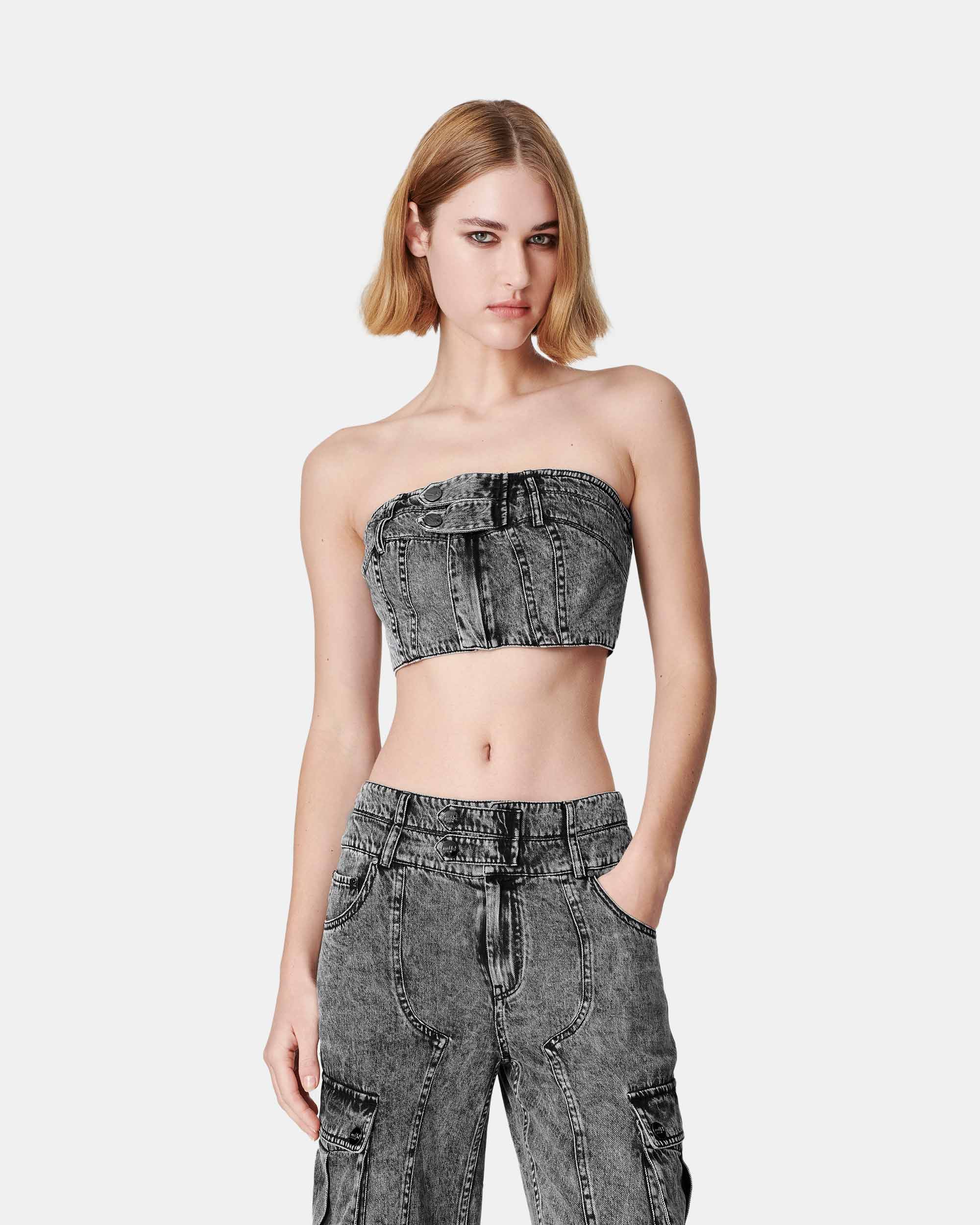 Women's Snowflake Washed Denim Tube Top