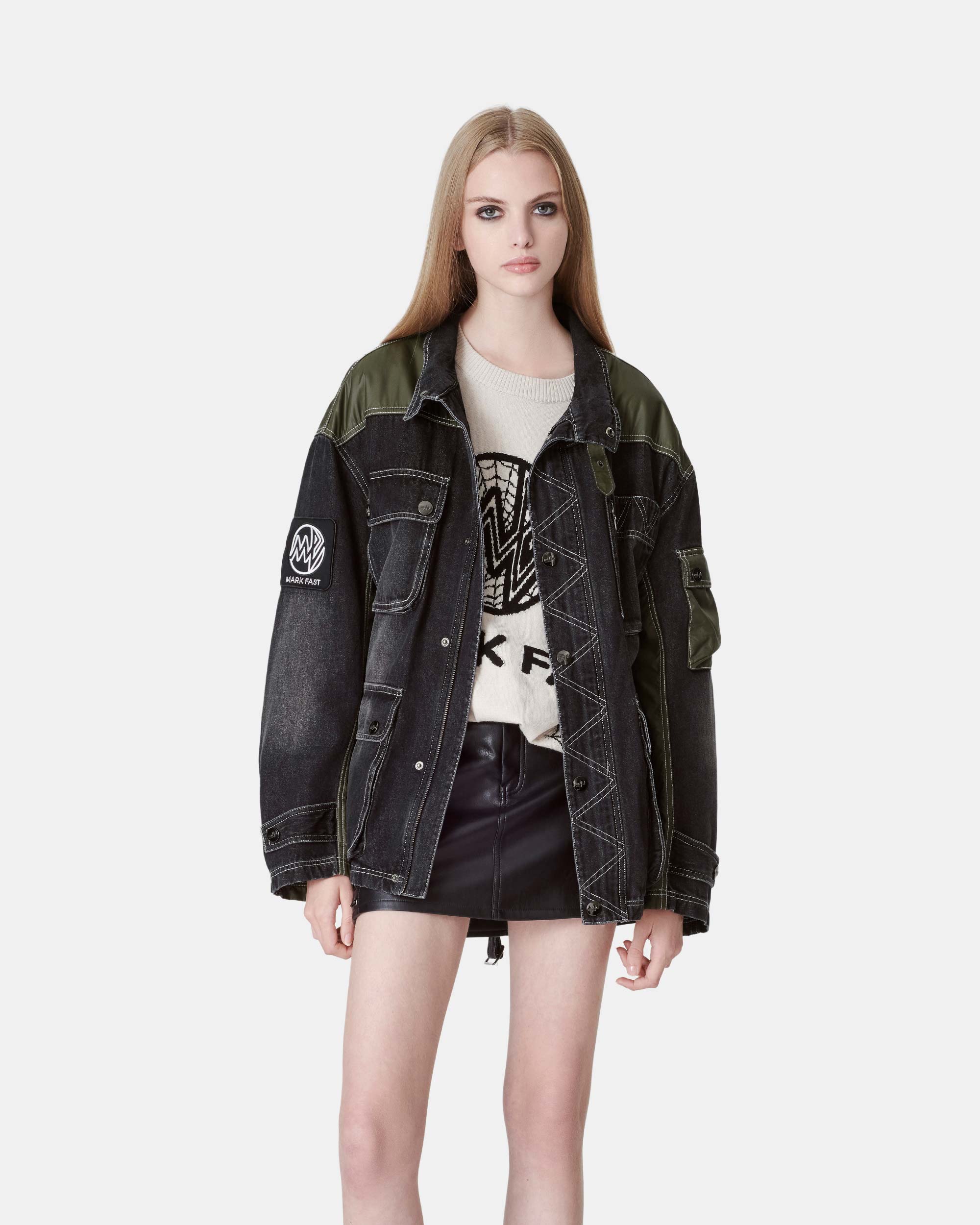 Unisex Patchwork Washed Denim Jacket