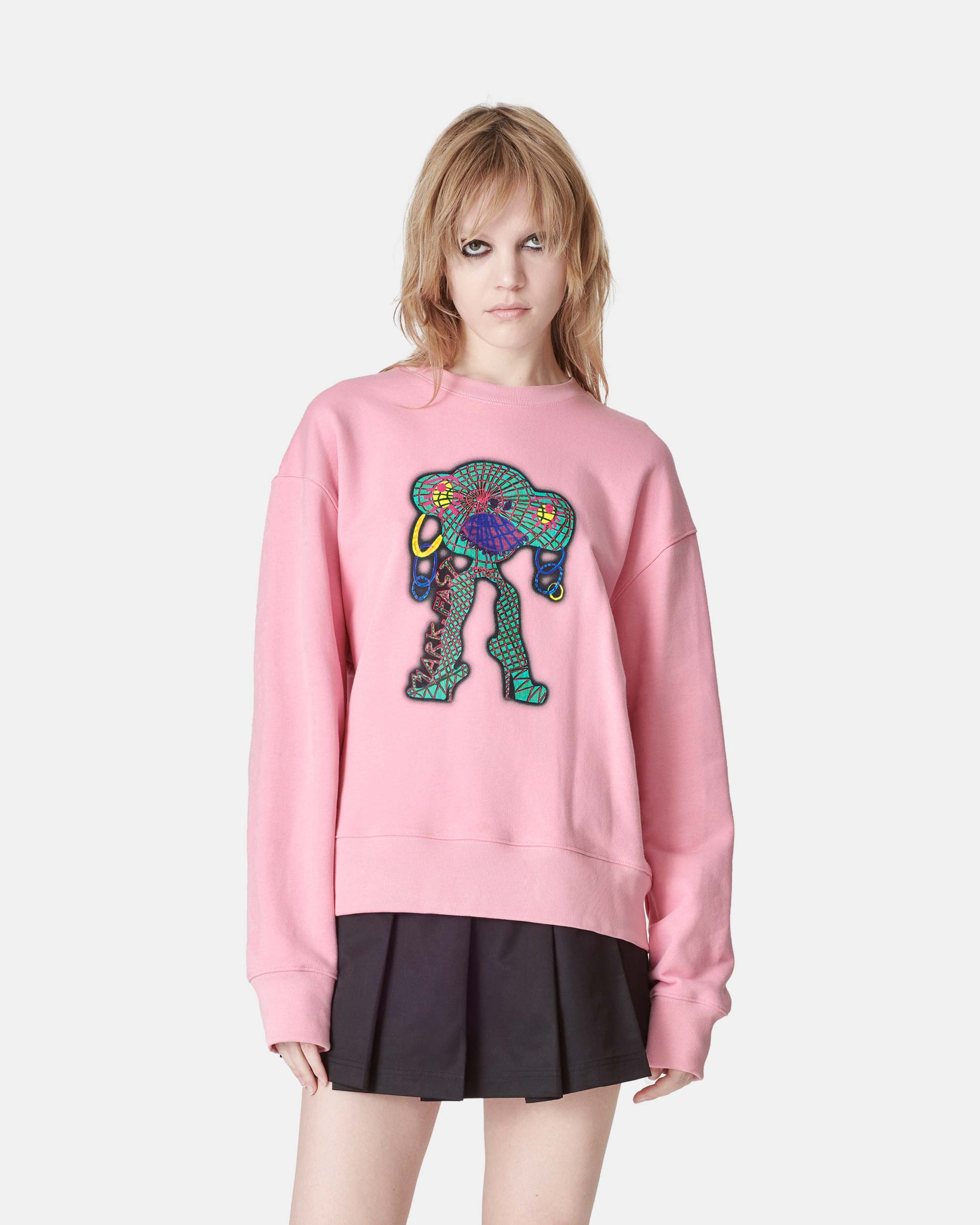Unisex Pink Cotton Print Sweatshirt