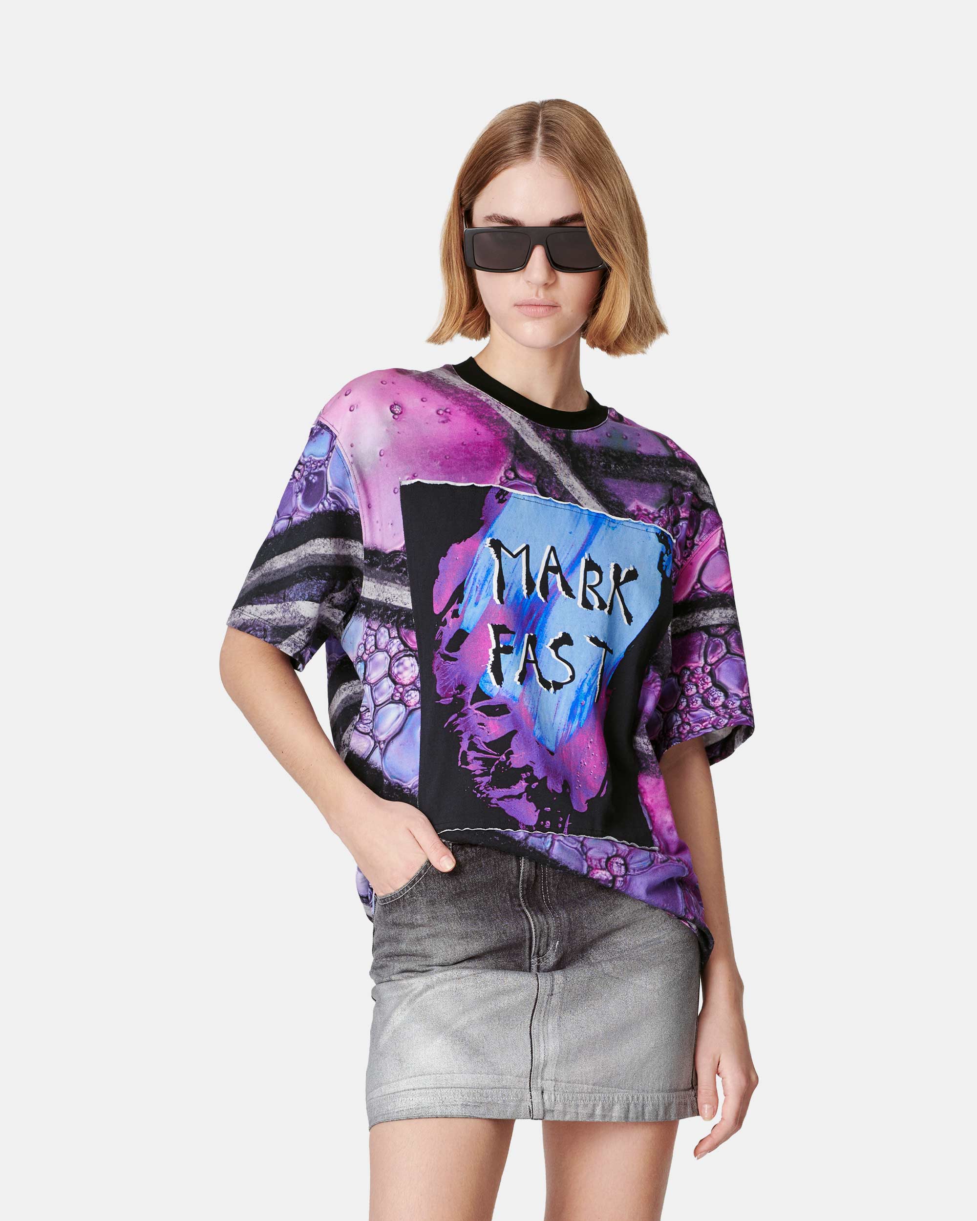 Unisex Printed Patch Loose T-Shirt