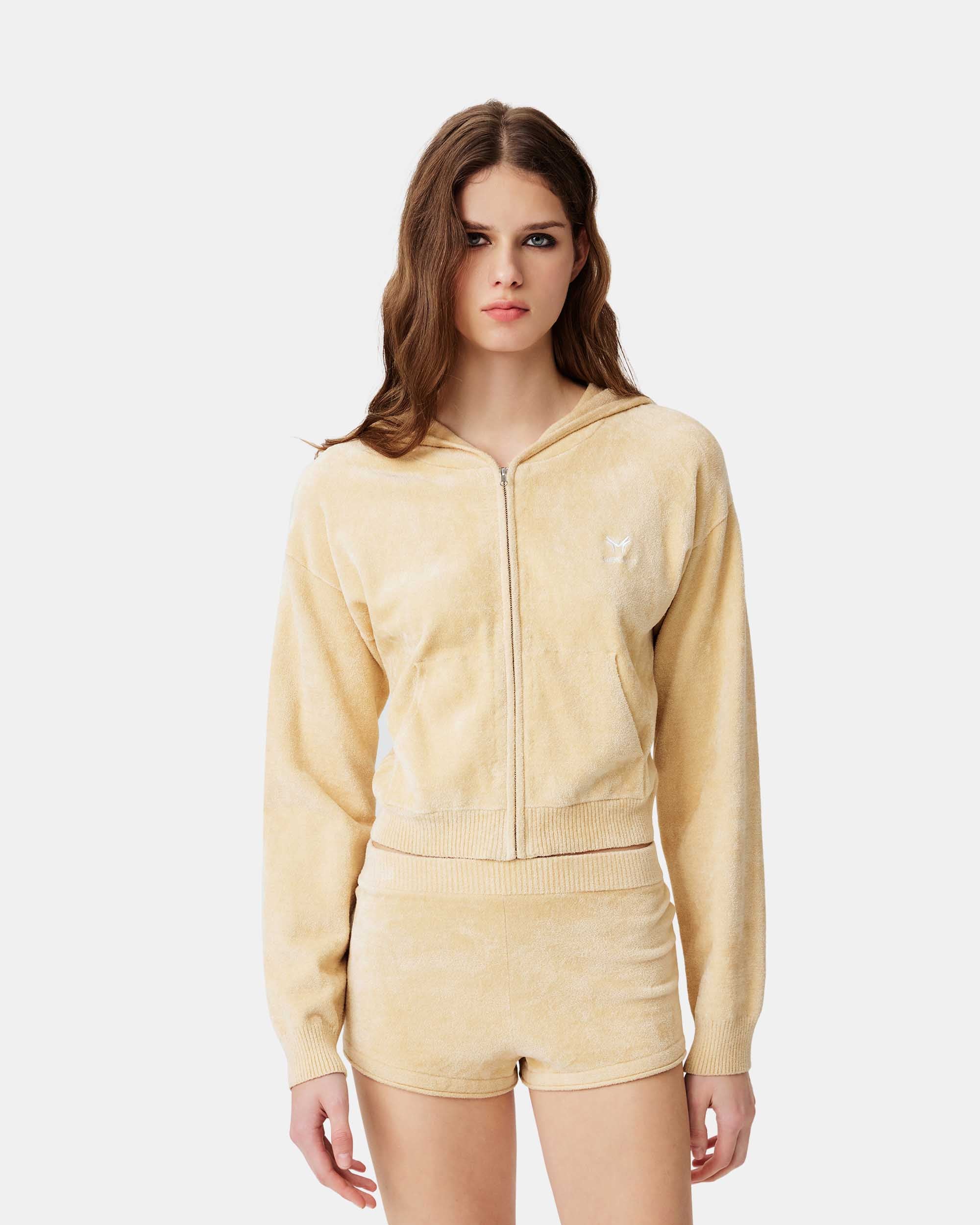Women's Terry Cloth Ribbed Waistband Mini Shorts