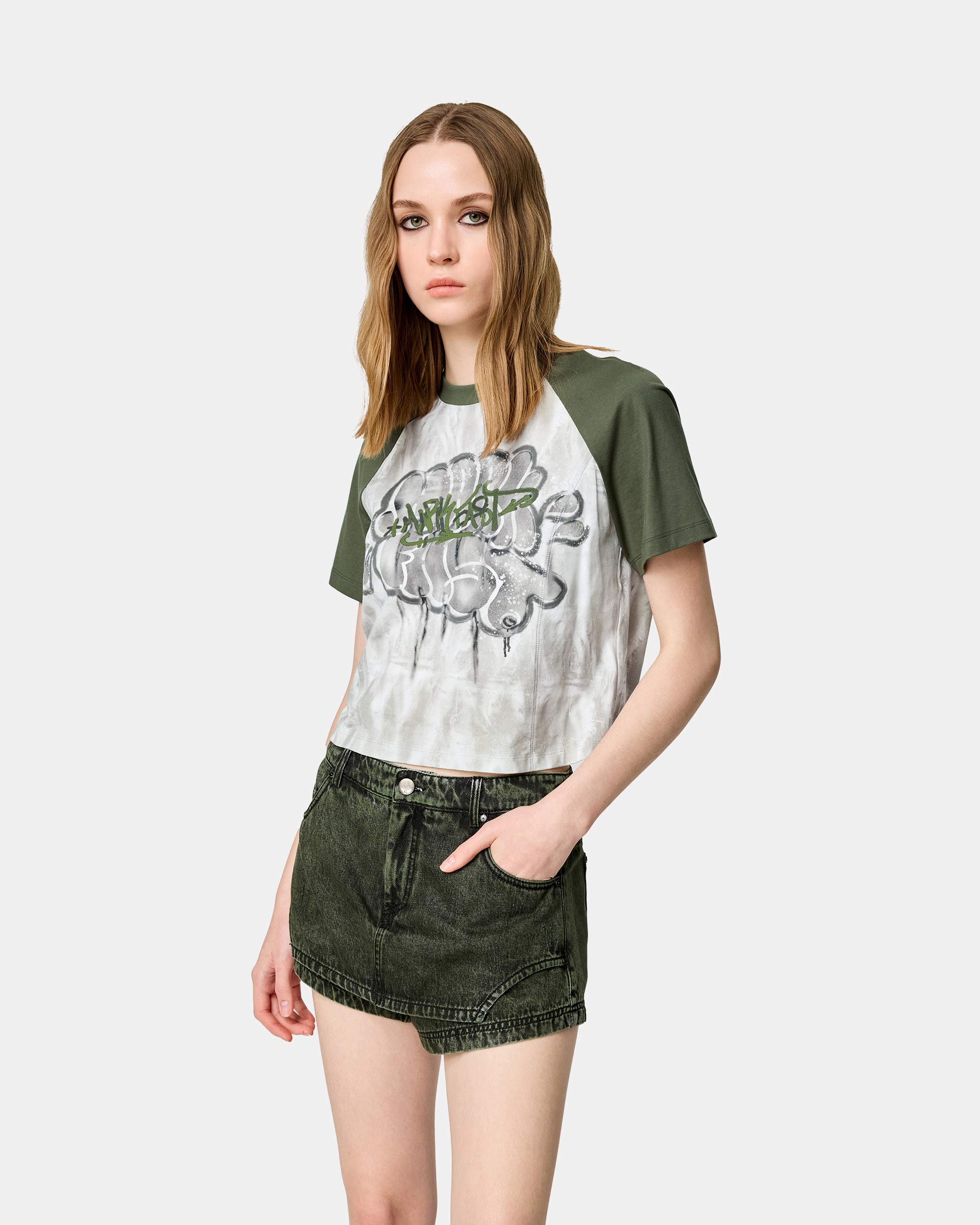 Women's Graffiti Bubble Print Cotton T-Shirt
