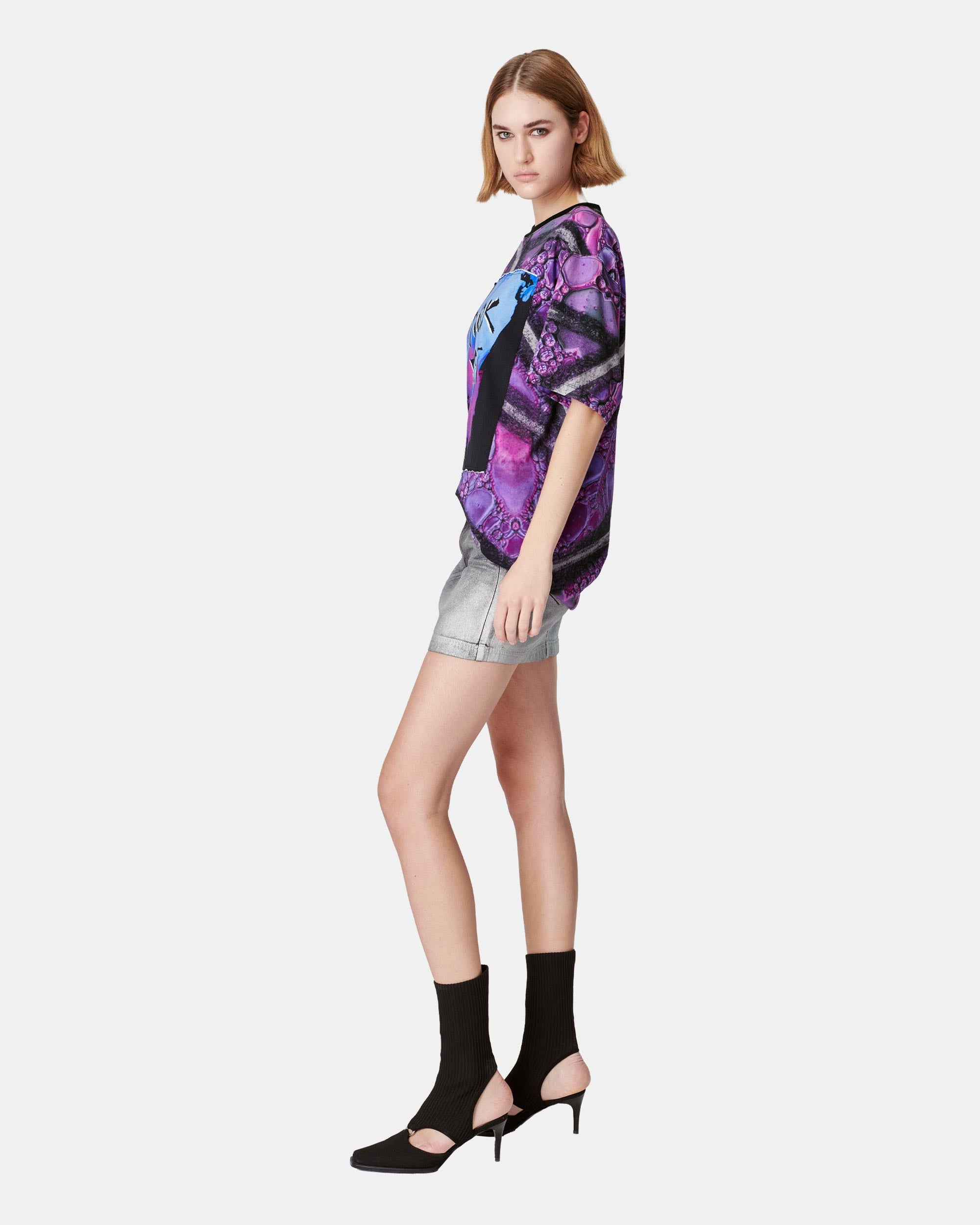 Unisex Printed Patch Loose T-Shirt