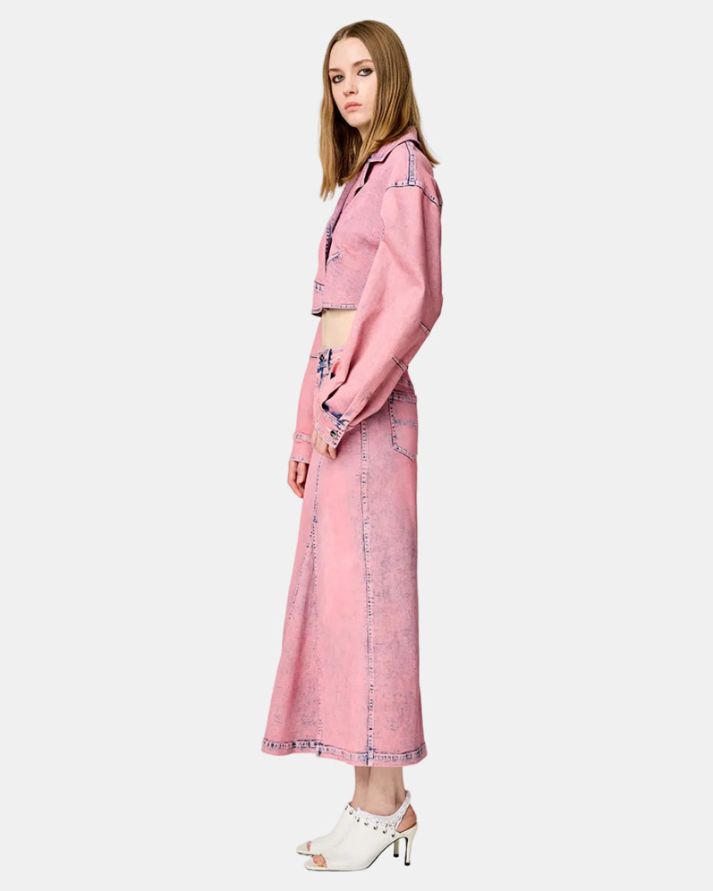 Women's Mock Slit Denim Skirt