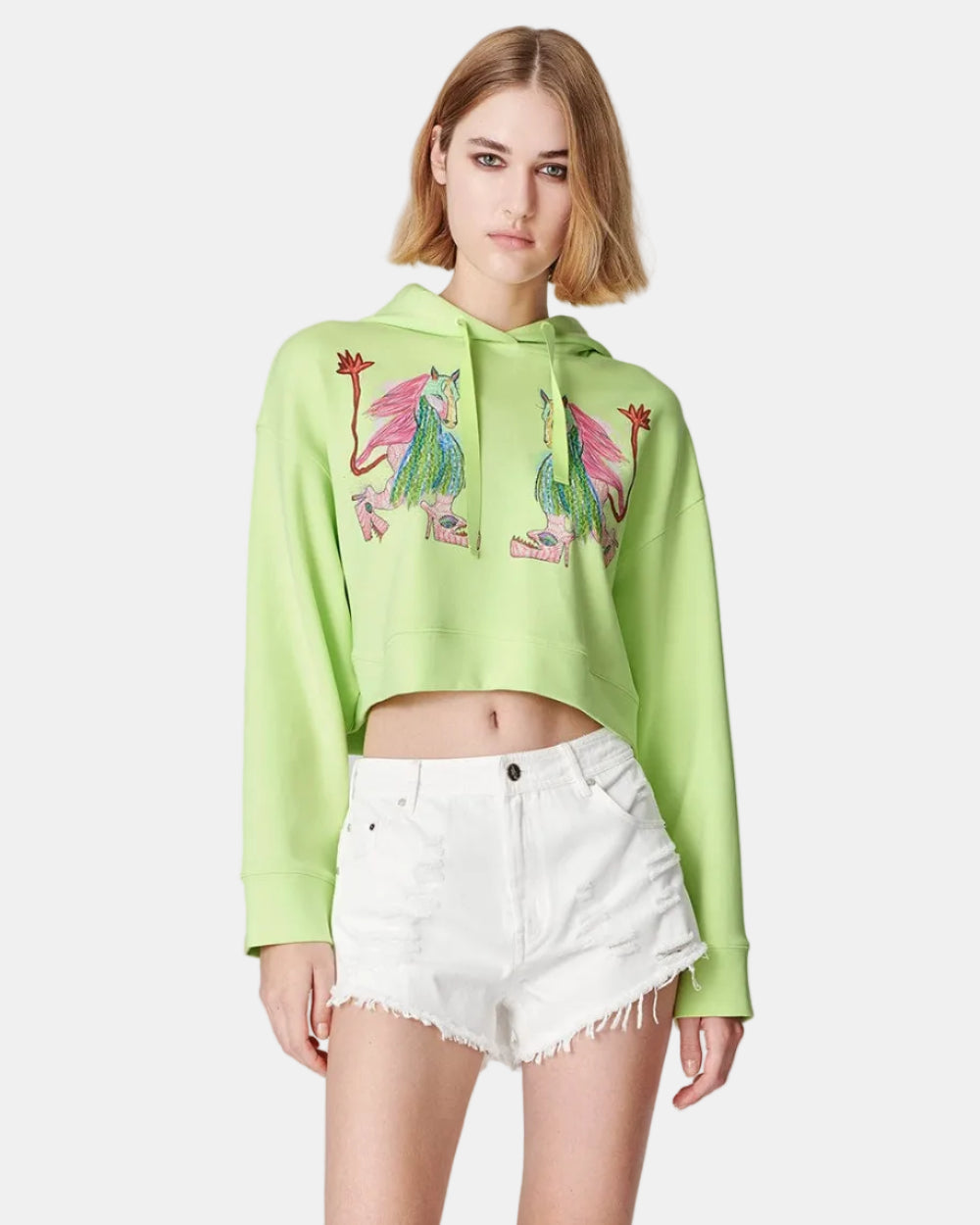 Women's Printed Short Hooded Sweatshirt