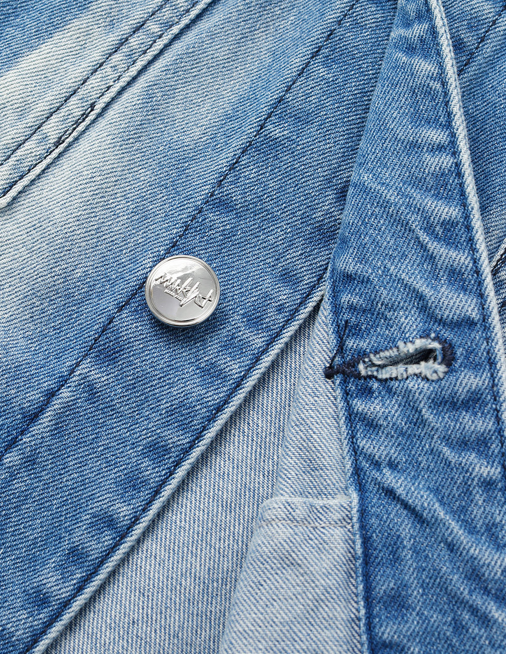Women's Loose Fit Contrast Wash Striped Denim Jacket