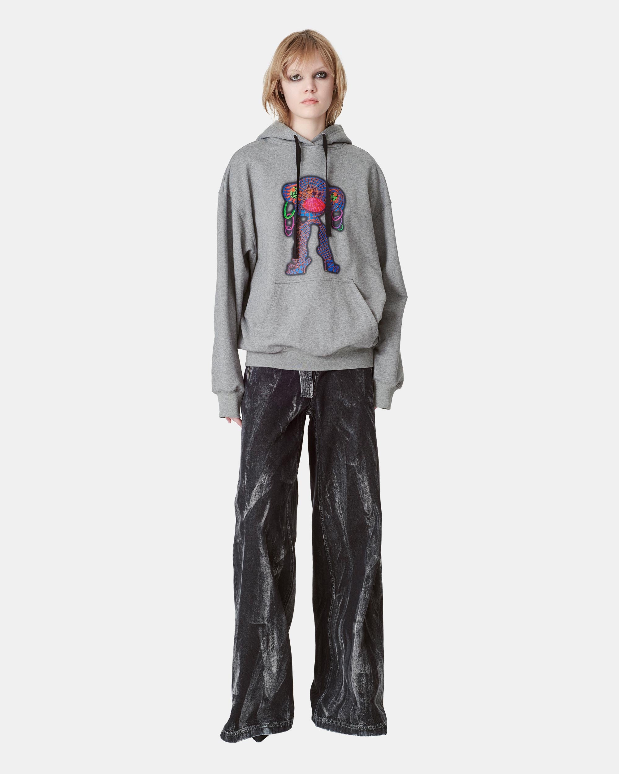 Unisex Cotton Sweatshirt With Electric Eyes And Animal Print For Couples