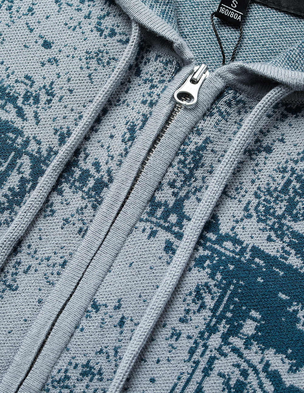Women's Denim Blue Hooded Knitted Cardigan