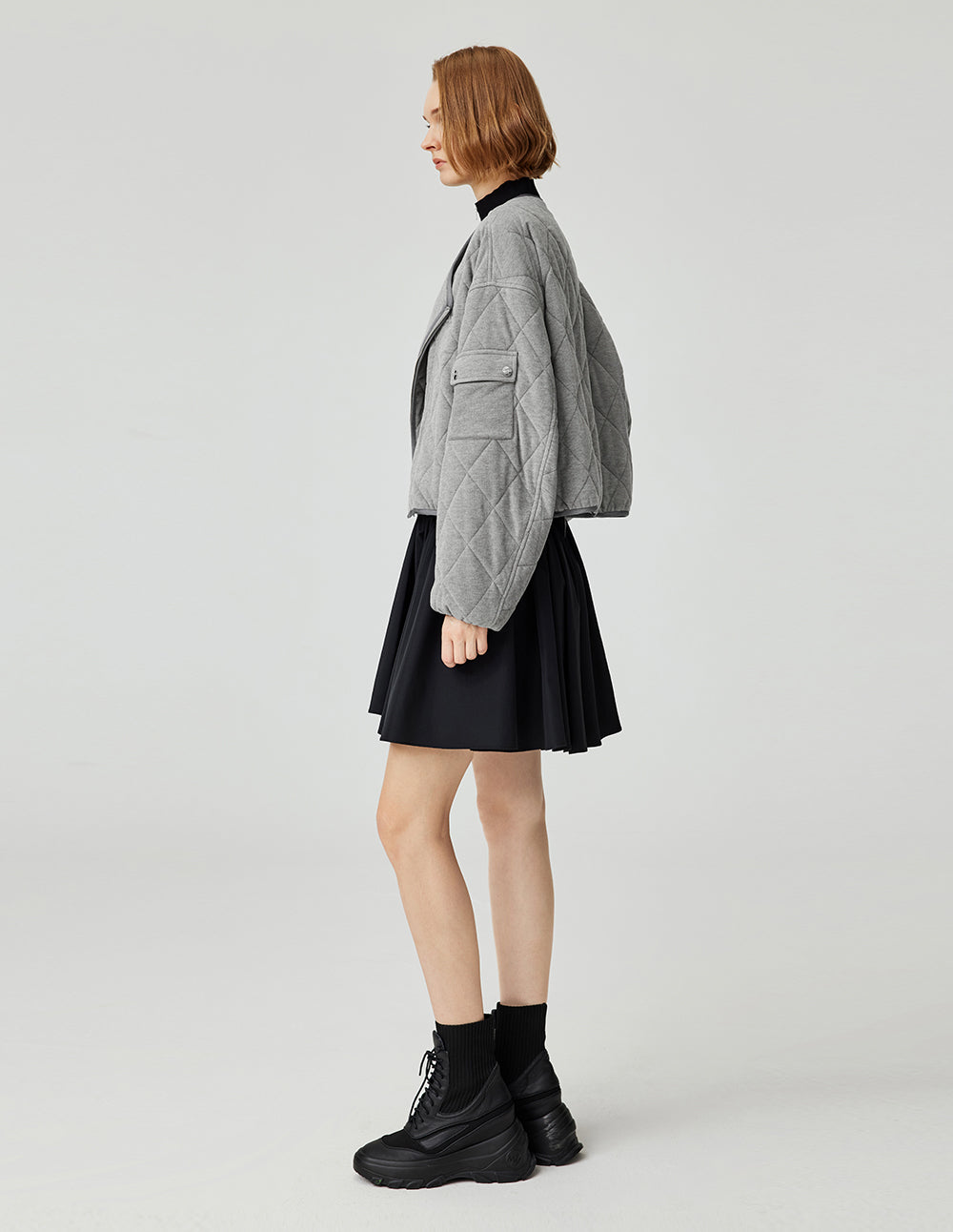 Women's Diagonal Placket Diamond Quilted Cotton Coat