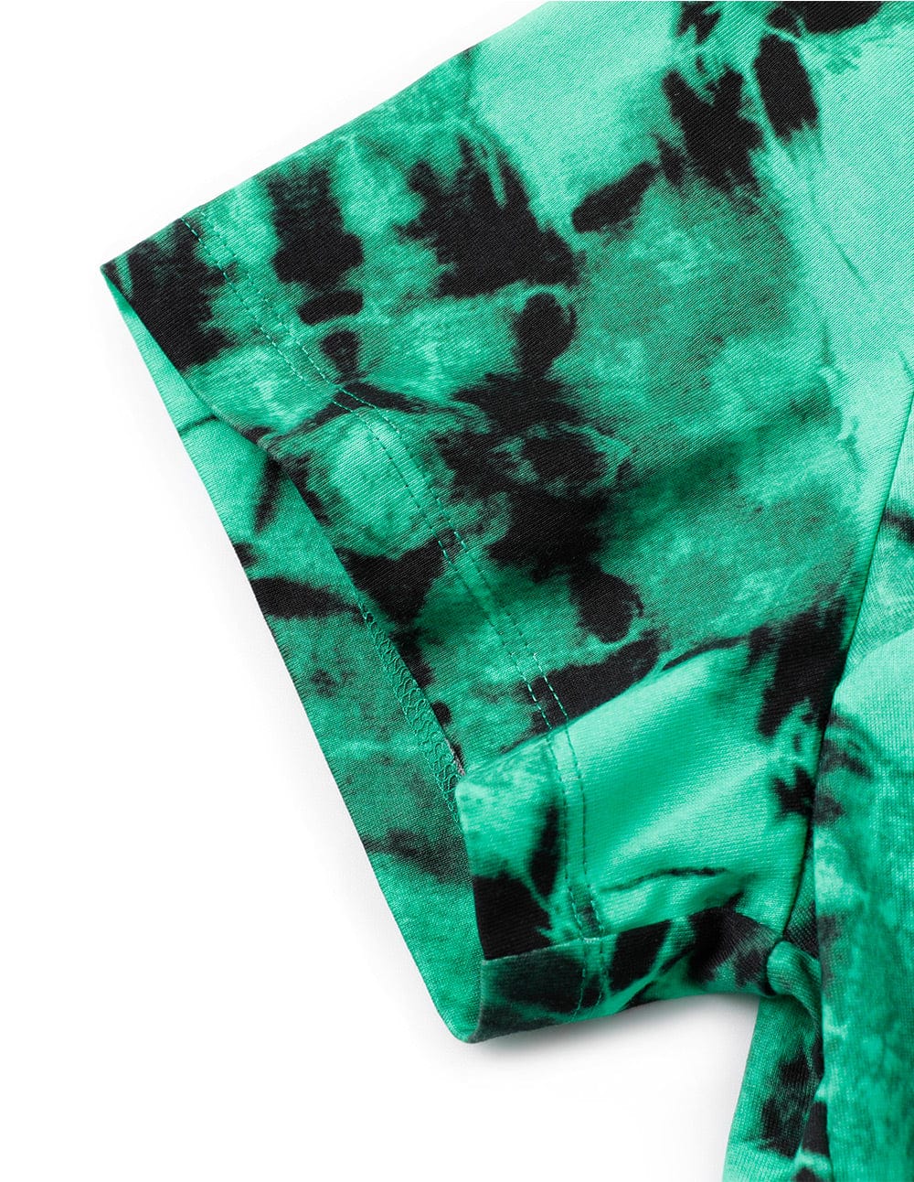 Women's Cotton Green Tie-Dye Twist Front Cropped Slim-Fit T-Shirt