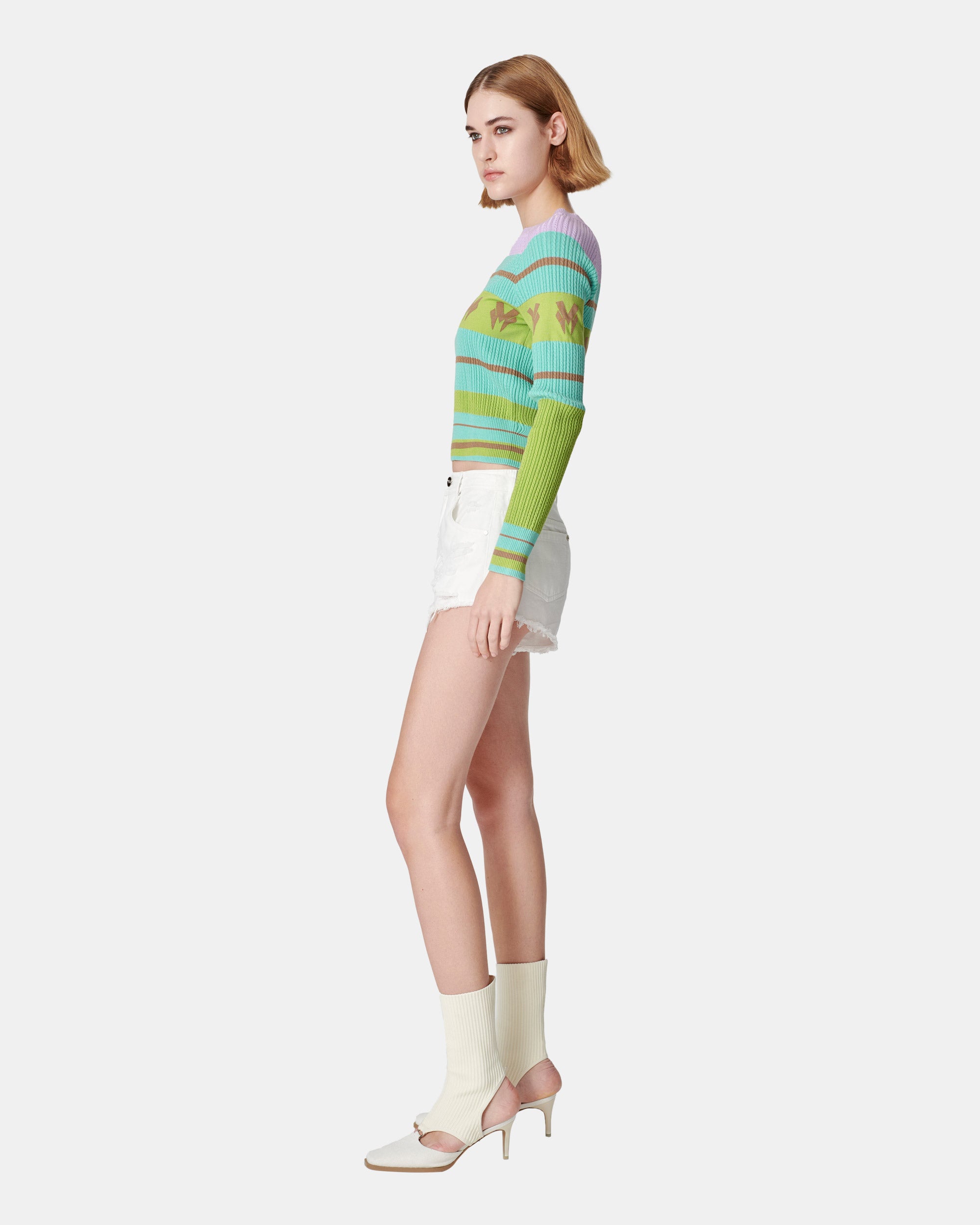 Women's Contrast Striped Jacquard Knit Pullover