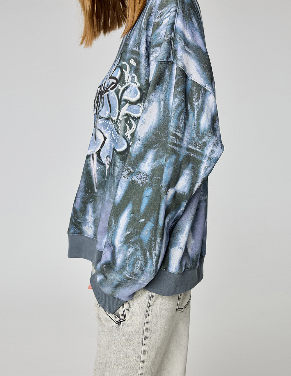 Unisex Abstract Print Cotton Loose-Fit Sweatshirt
