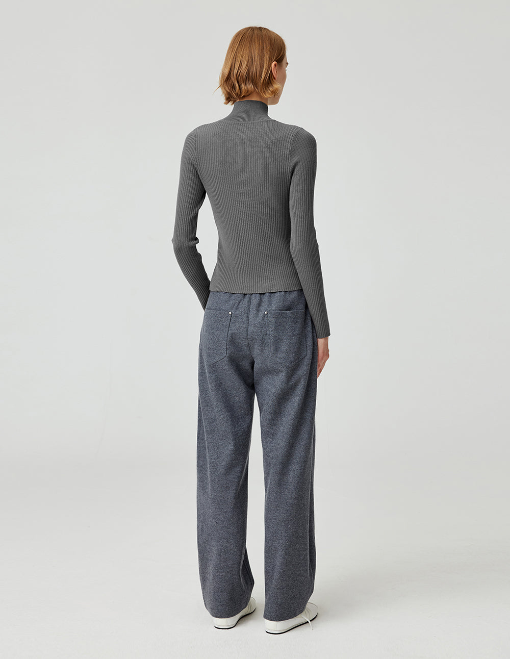 Women's High-Grade Grey Double-Zipper Slim Fit Knitted Cardigan