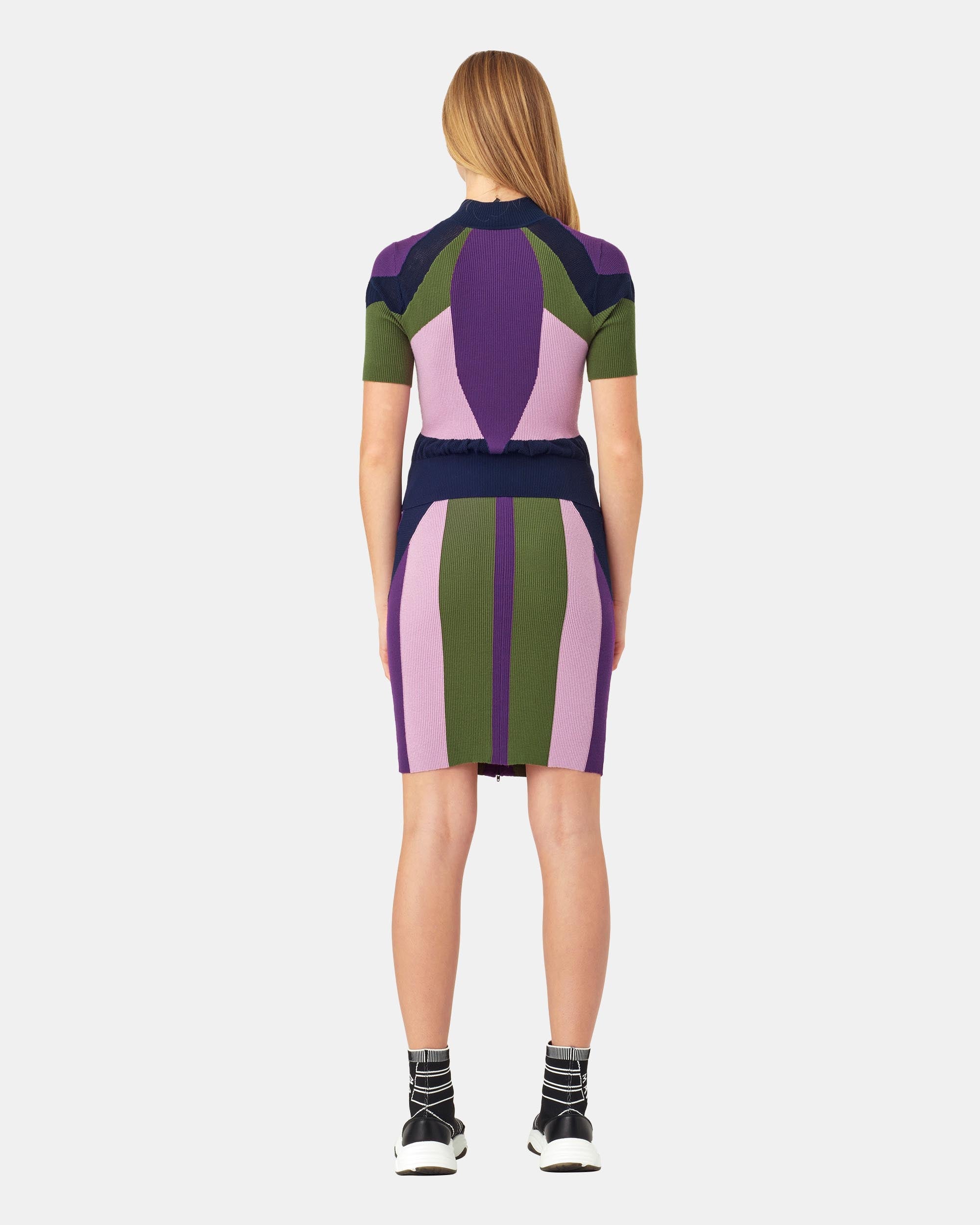 Women's Mock Neck Panelled Patchwork Knitwear
