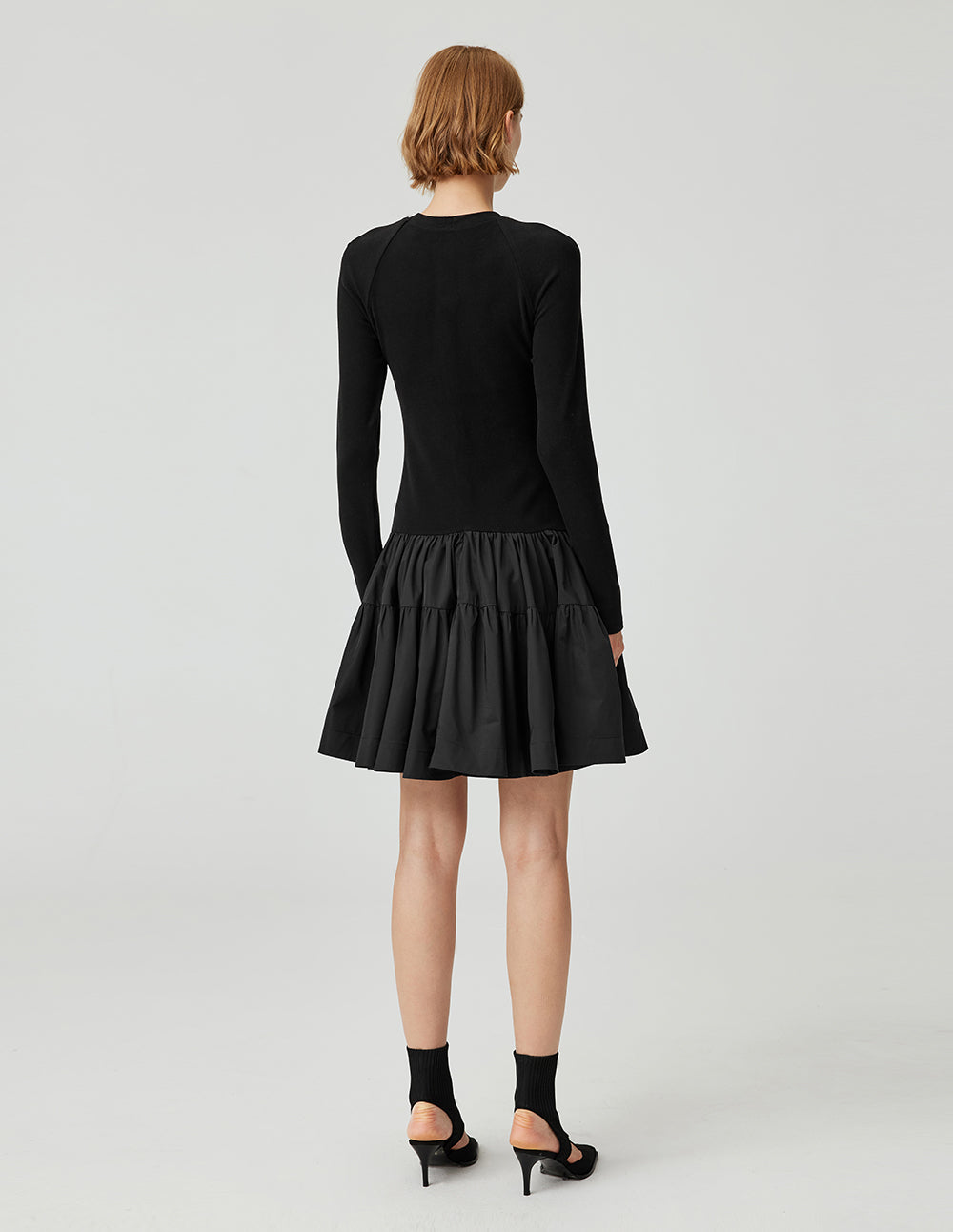 Women's Round Neck Knitted Patchwork Woven Tutu Dress