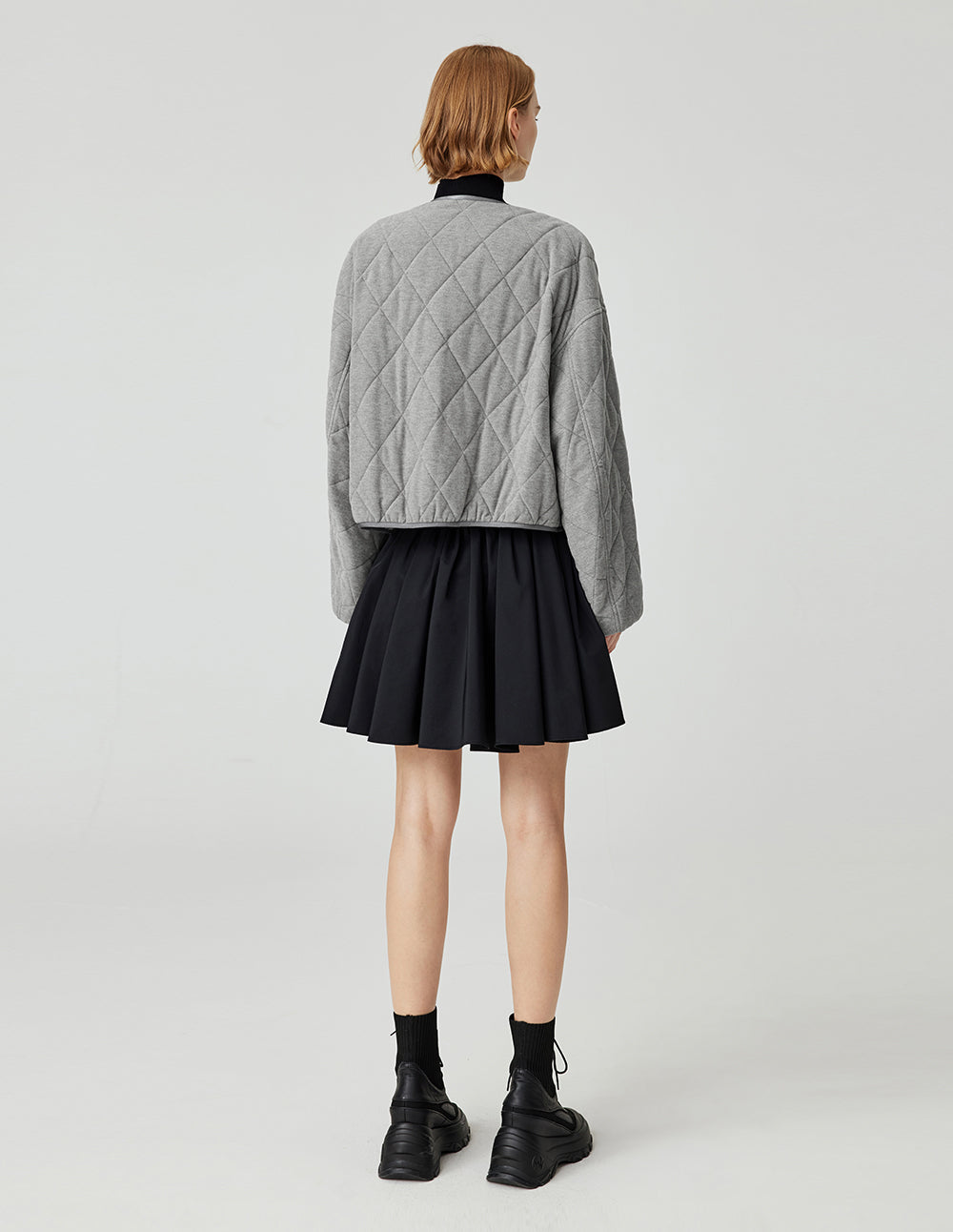 Women's Diagonal Placket Diamond Quilted Cotton Coat