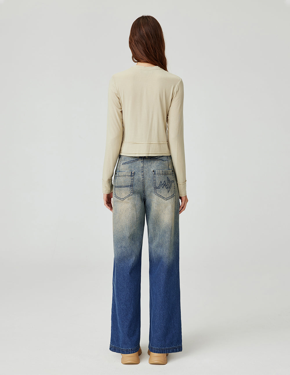 Women's All-match Apricot Round Neck Stretch Top