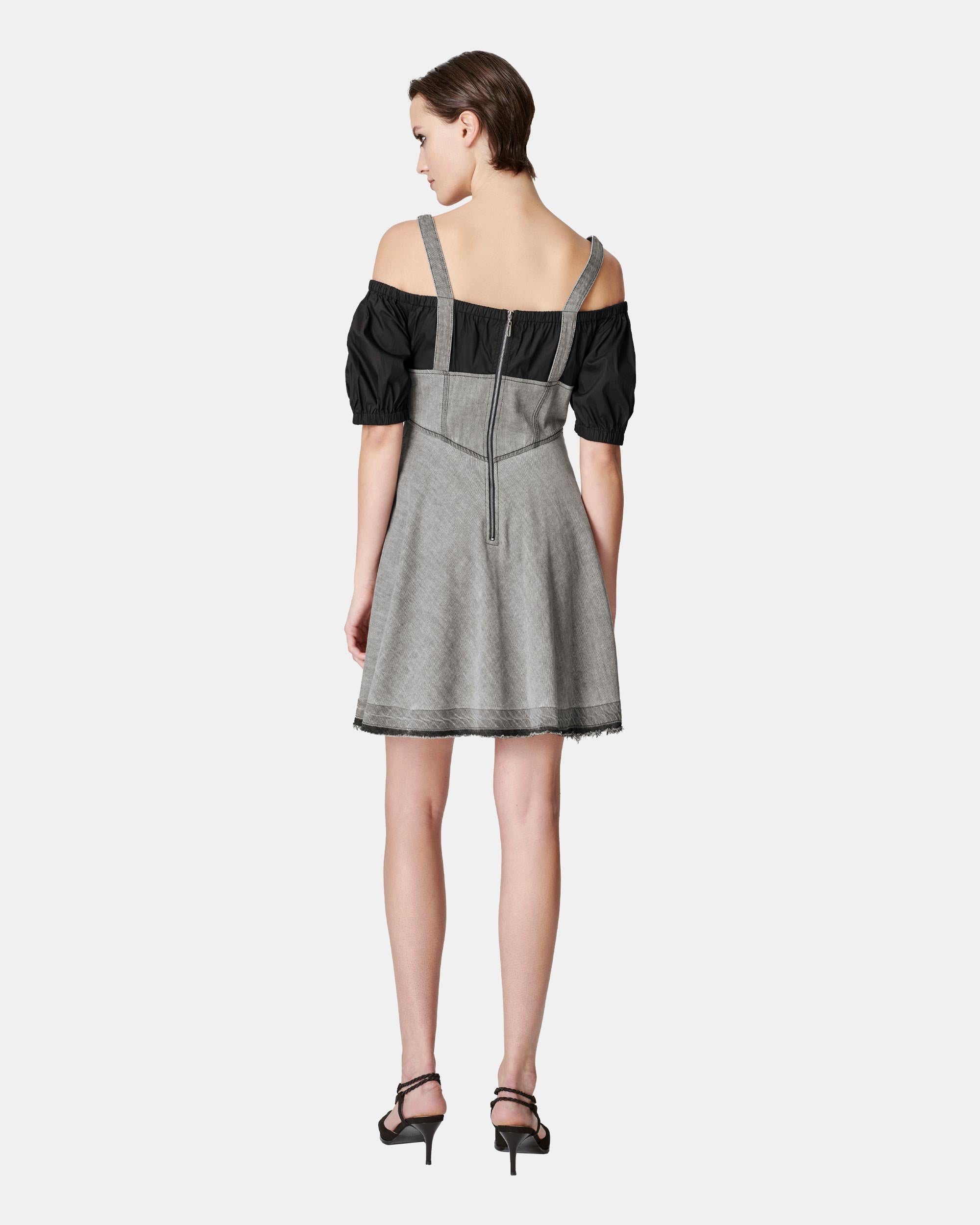 Women's Mock Two-Piece Off-Shoulder Denim Dress