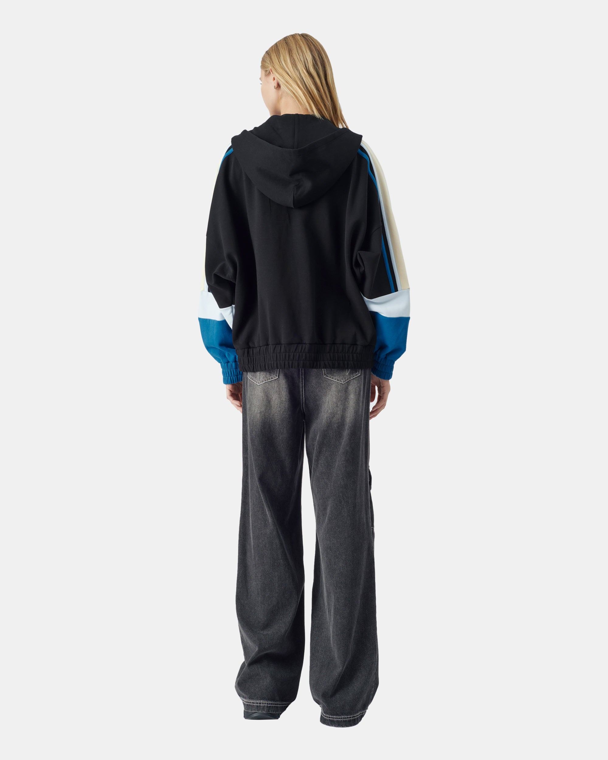 Unisex Block Colour Logo Print Zip-up Hoodie