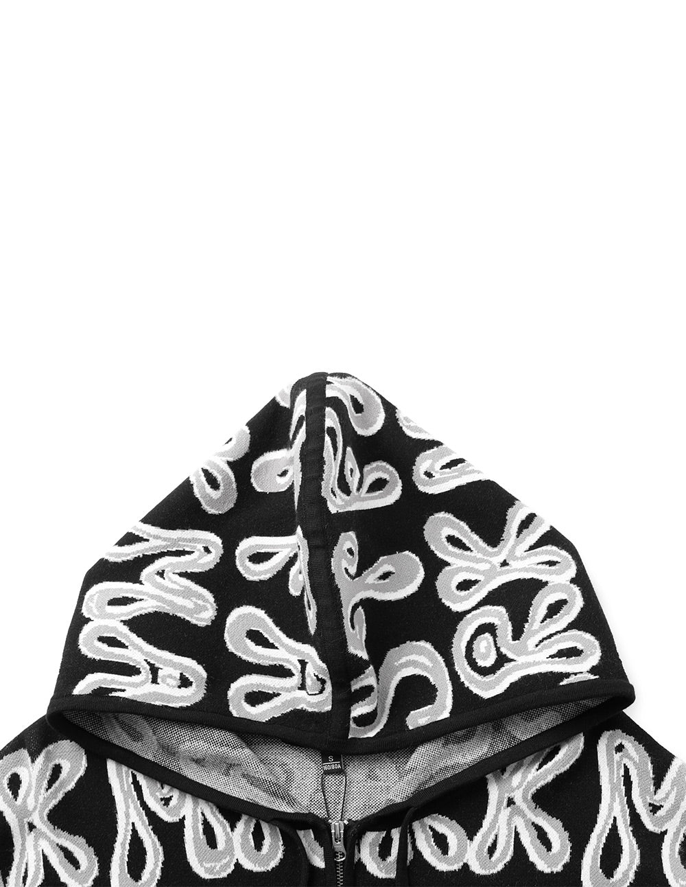Women's Zip Up Cropped Graphic Jacquard Knit Sweater Hoodie