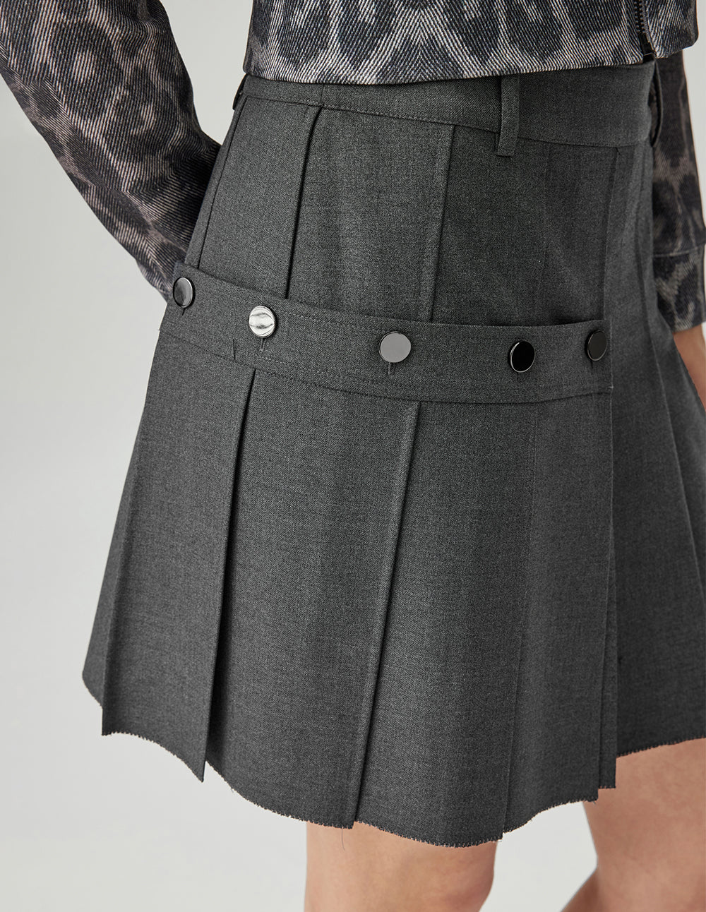 Women's Vintage Grey Leopard Print Hooded Zip-Up Jacket