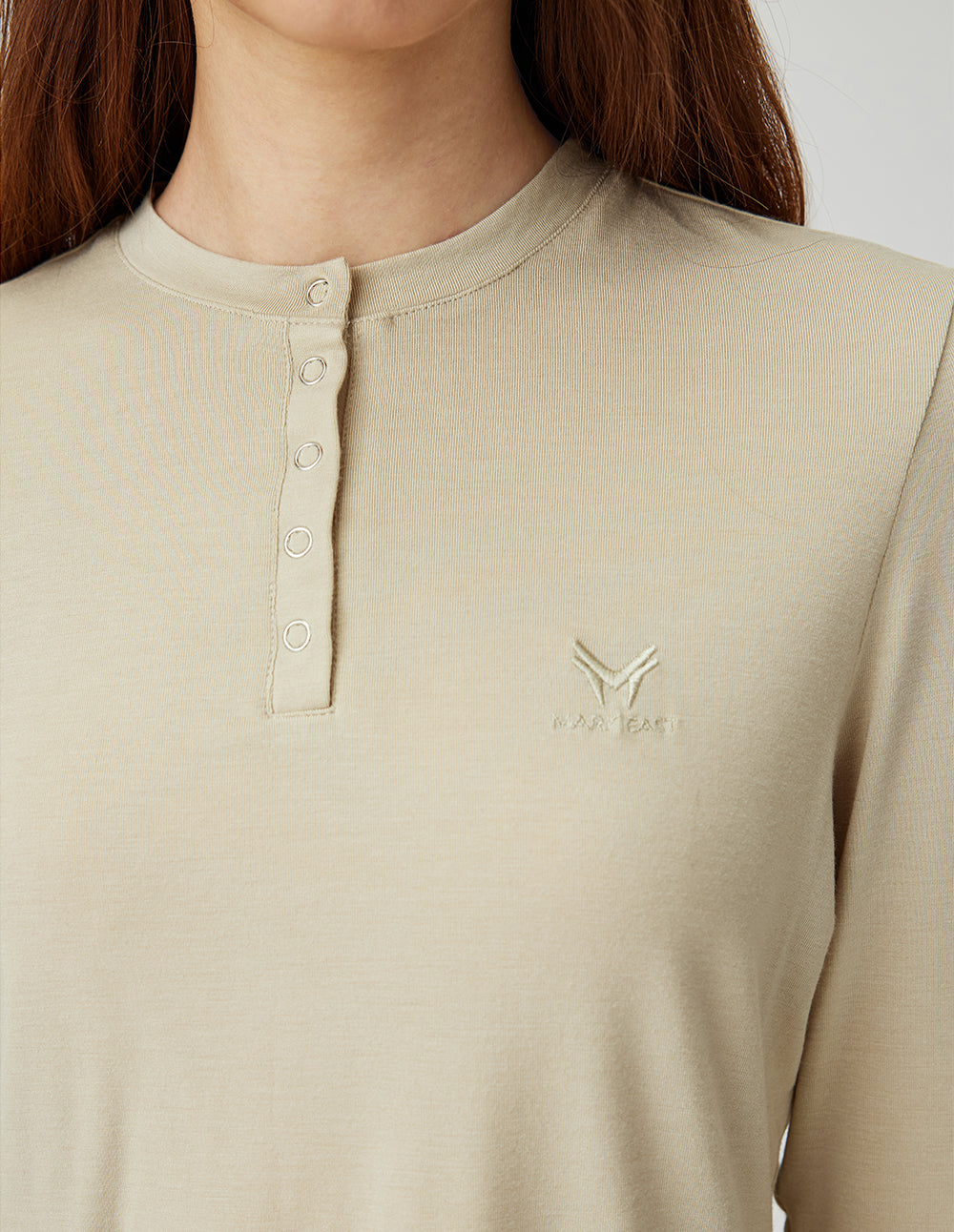 Women's All-match Apricot Round Neck Stretch Top