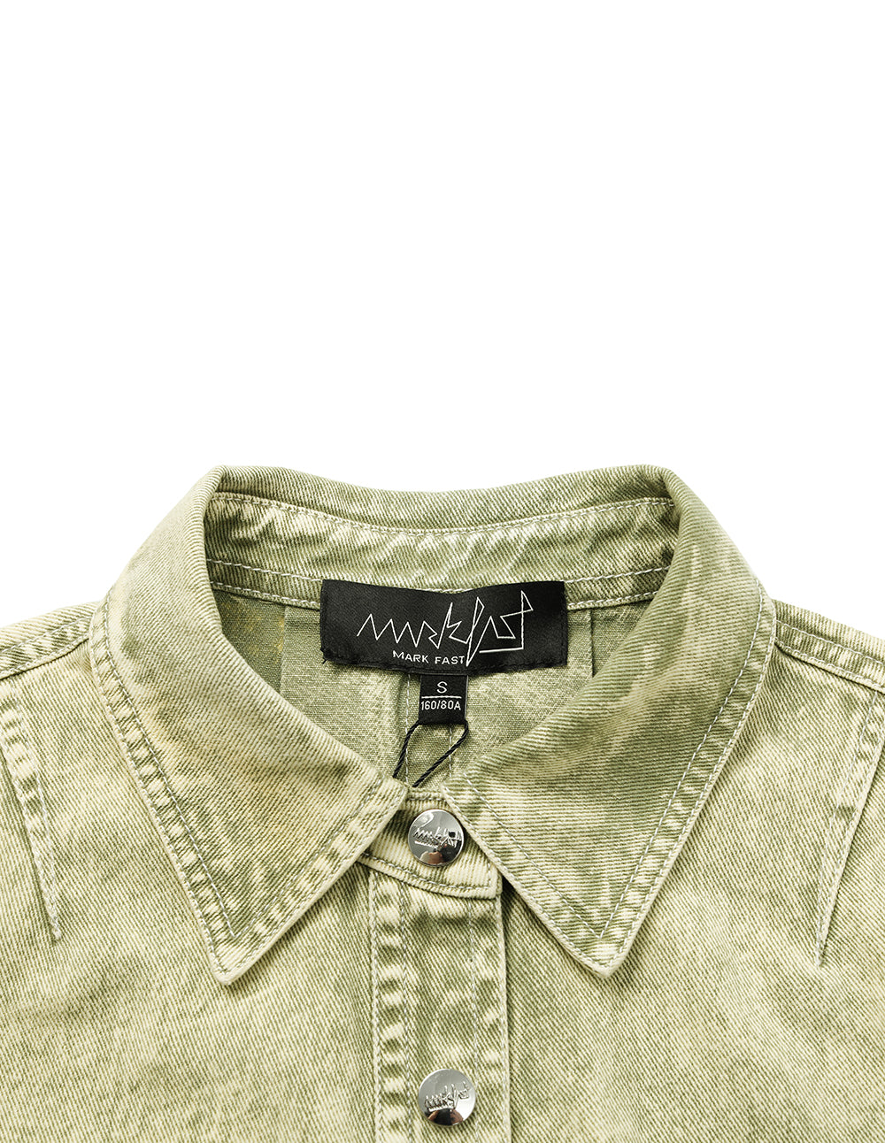 Women's Vintage Acid Wash Sage Cropped Cargo Jacket