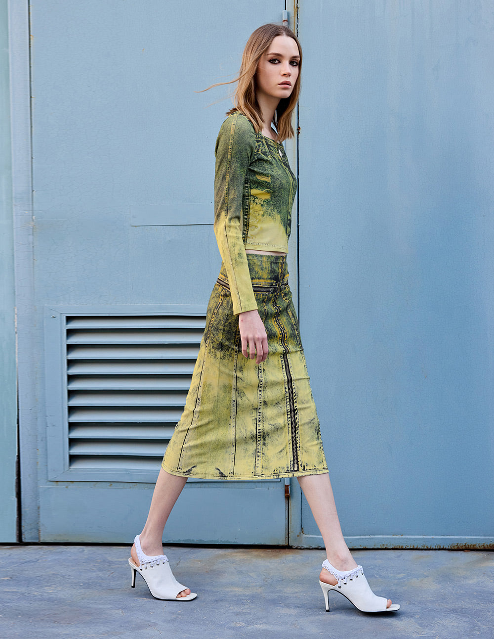 Women's Cloud-Soft Washed Yellow Gradient Denim Top