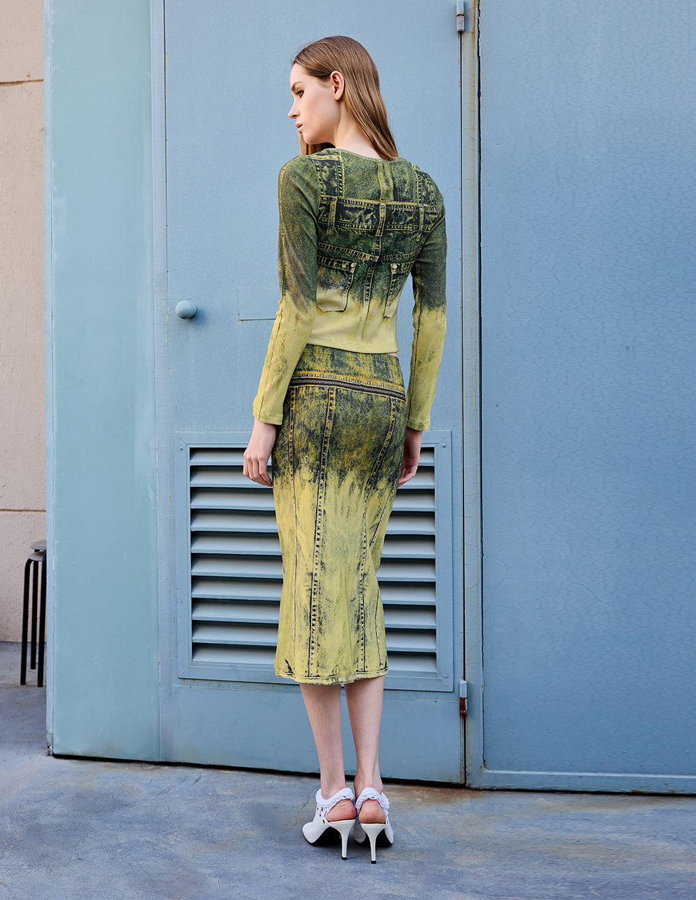 Women's Cloud-Soft Washed Yellow Gradient Denim Top