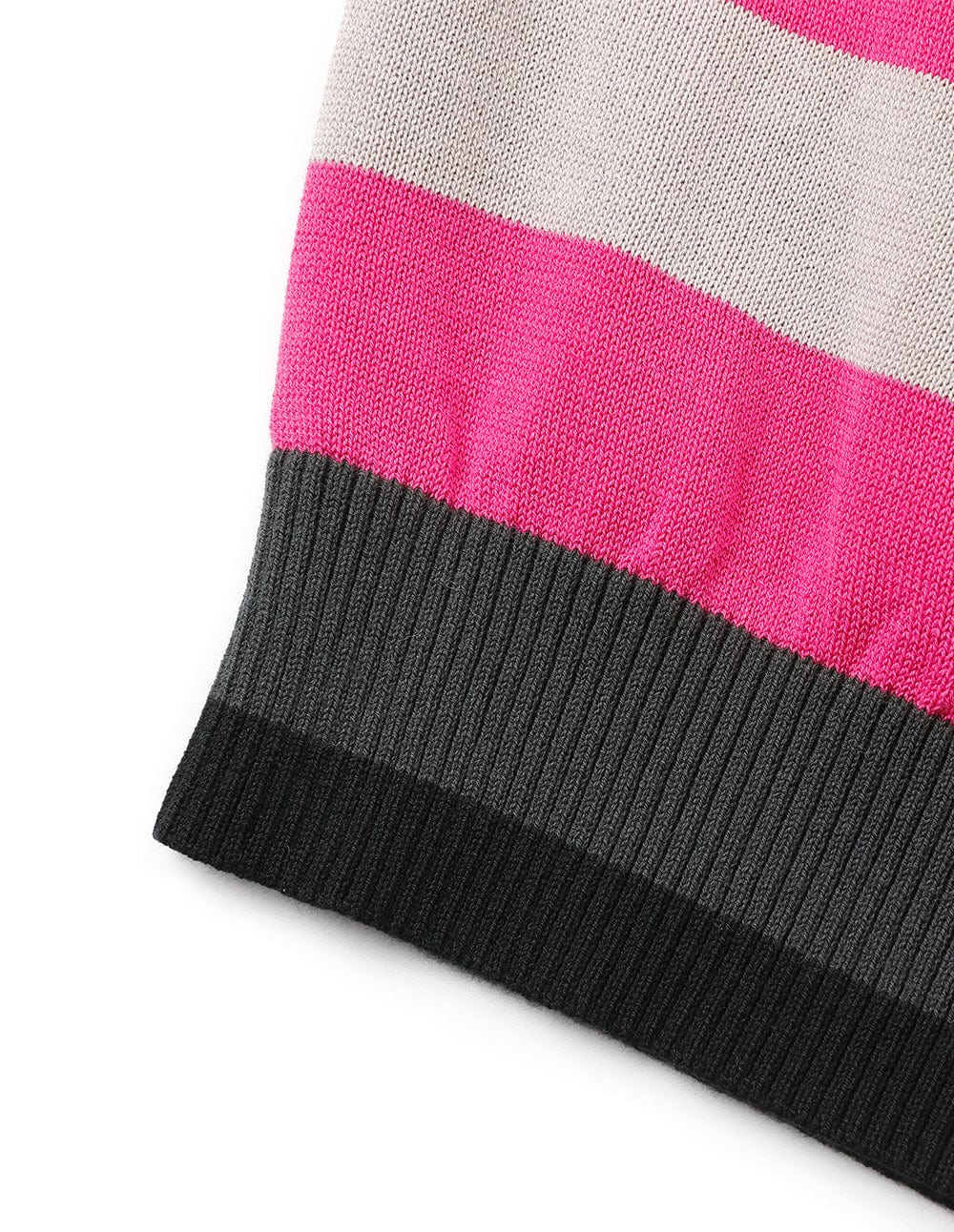 Women's Hot Pink Contrast Stripe Short Sleeve Cropped Sweater