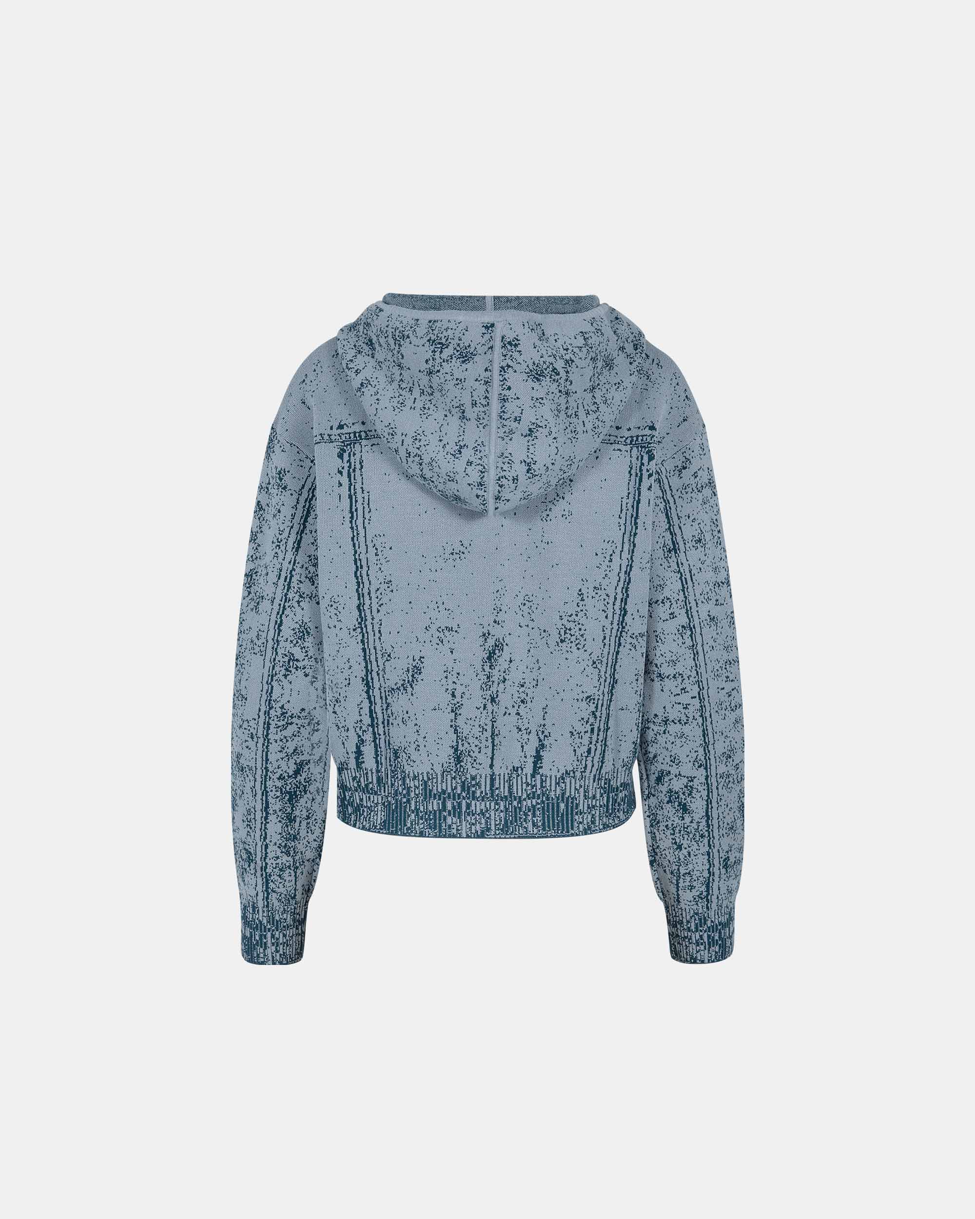 Women's Denim Blue Hooded Knitted Cardigan