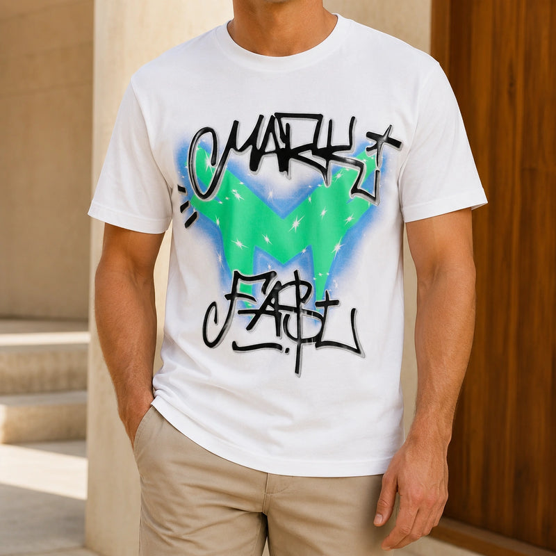MarkFast Airbrush Spark Graffiti Logo Print T-Shirts