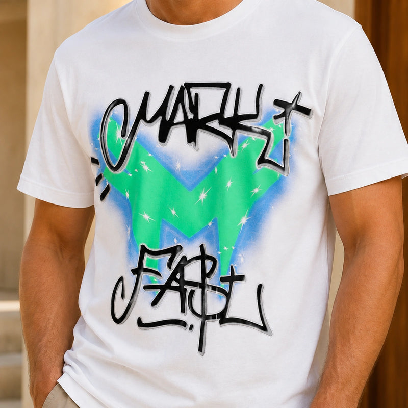 MarkFast Airbrush Spark Graffiti Logo Print T-Shirts