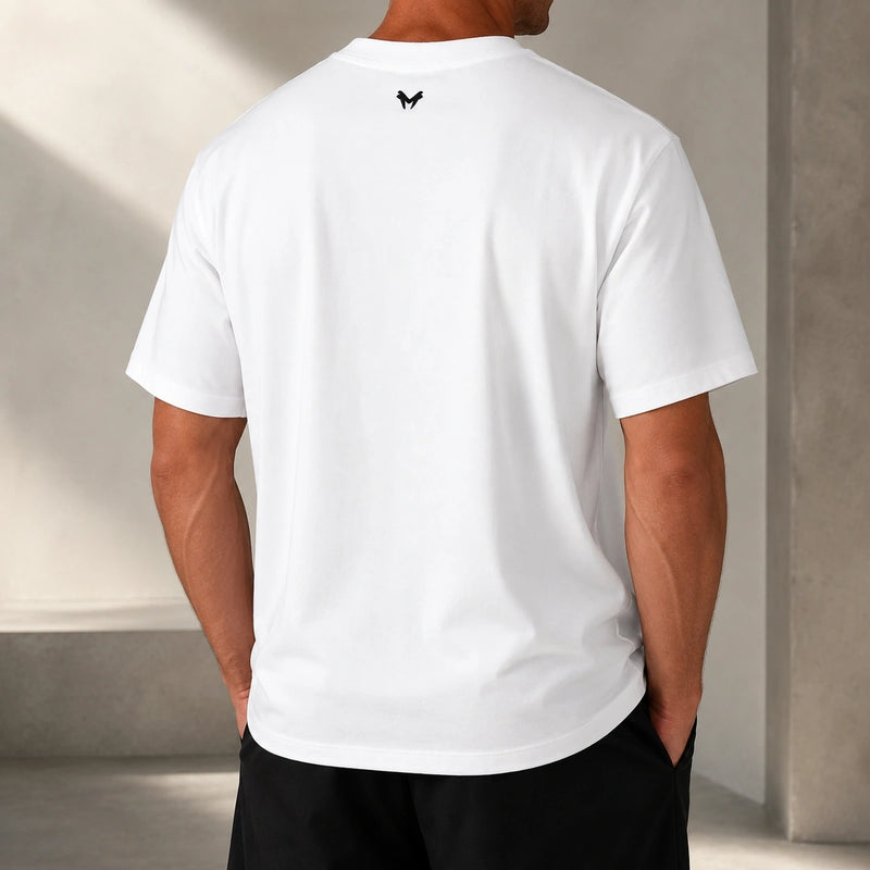 MarkFast Barbed Wire Letter Logo White Relaxed T-Shirts