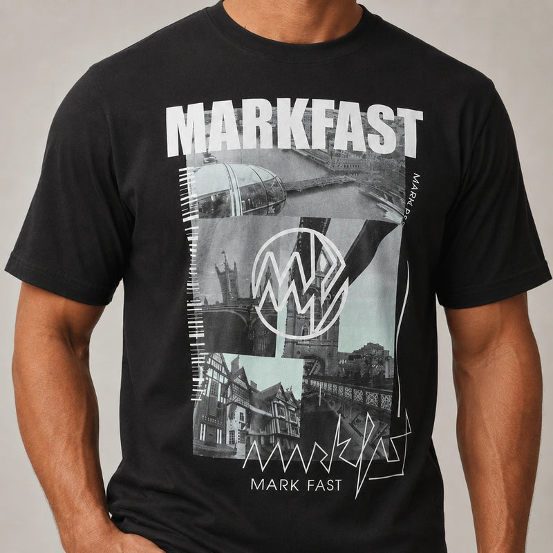 MarkFast Black Cotton Printed Loose T-Shirts