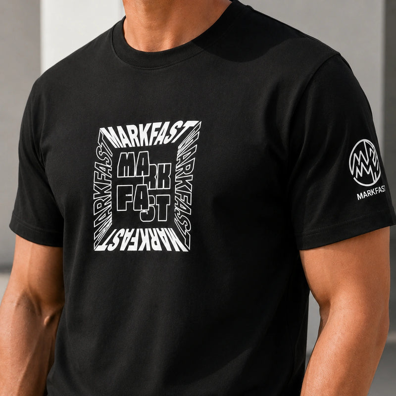 MarkFast Black Printed Loose Cotton T-Shirts